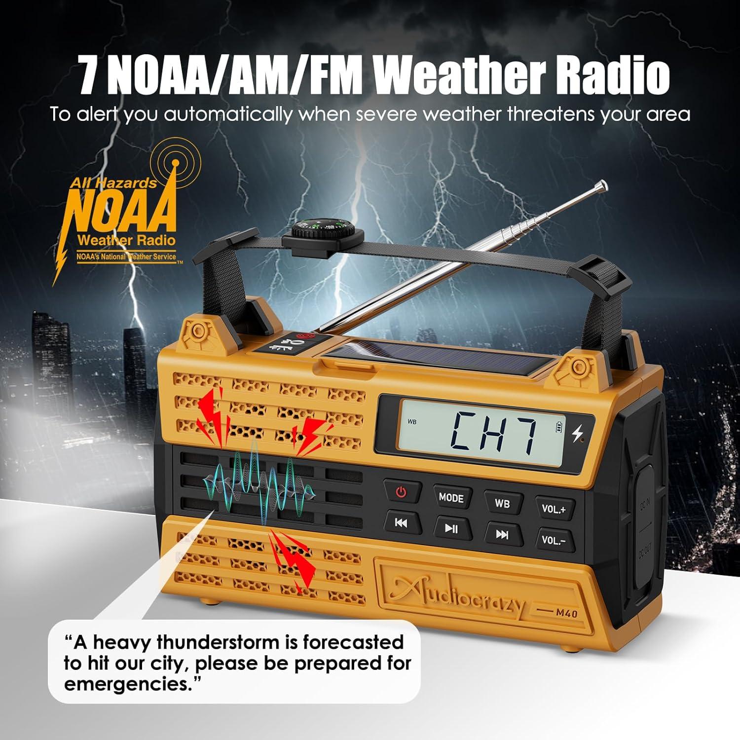 Radio Meteorológica de Emergencia Audiocrazy 5000mAh Solar AM/FM