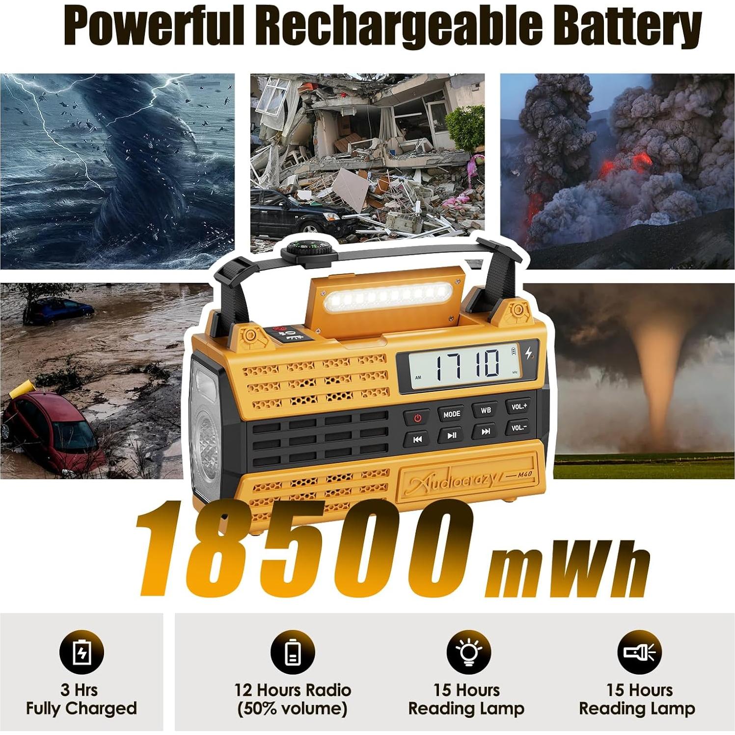 Radio Meteorológica de Emergencia Audiocrazy 5000mAh Solar AM/FM