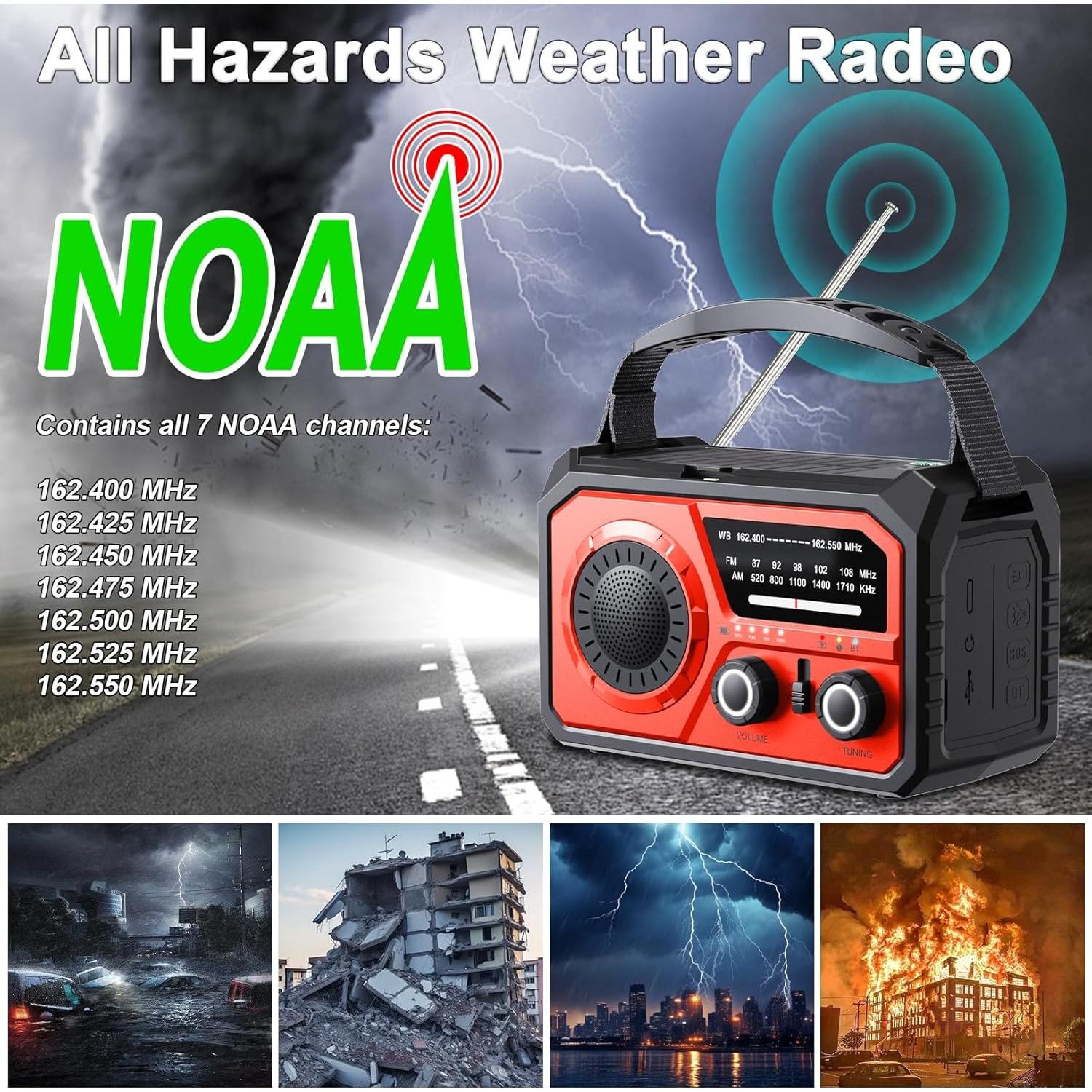 Radio de Emergencia ZZMICHP 16000mAh Bluetooth Solar NOAA