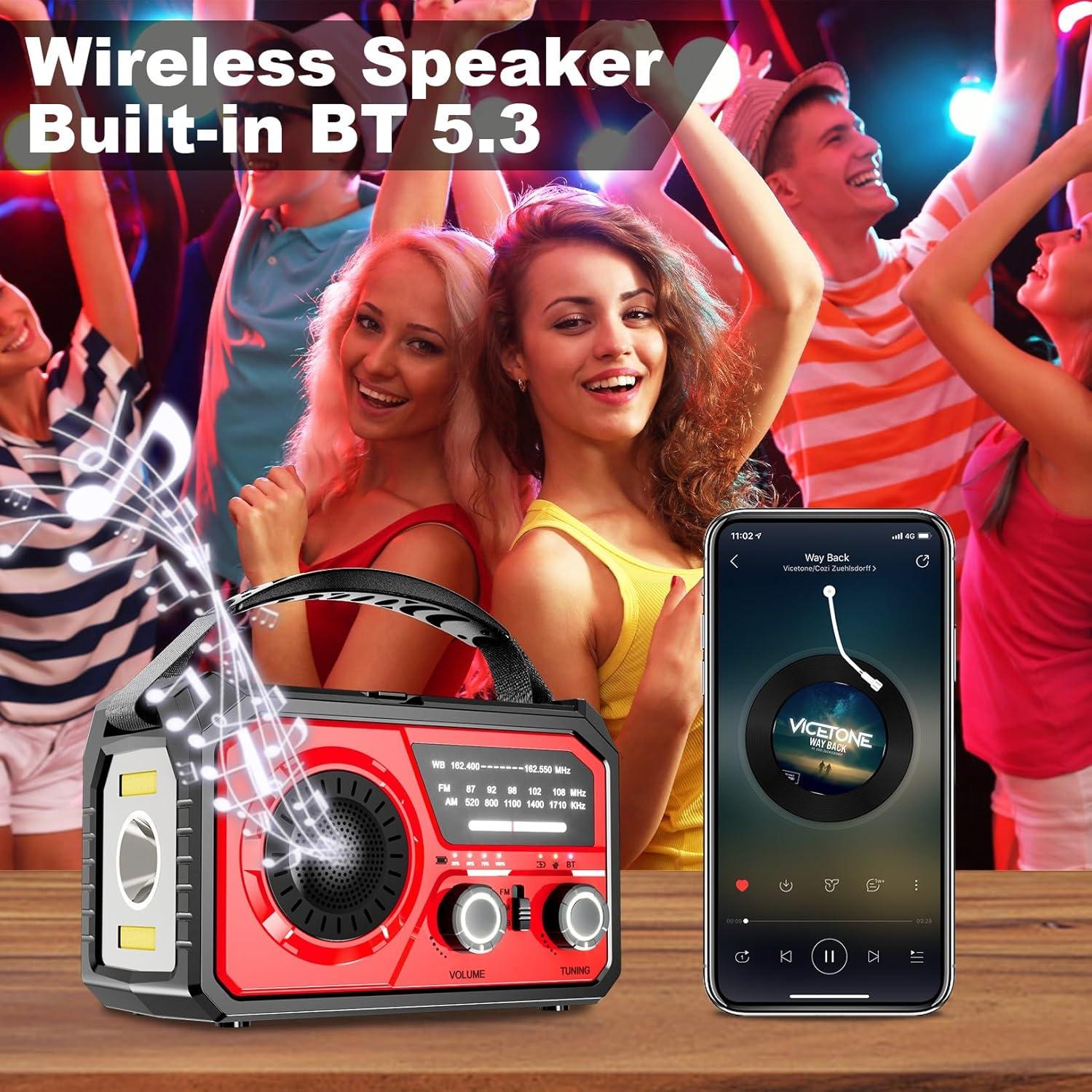 Radio de Emergencia ZZMICHP 16000mAh Bluetooth Solar NOAA