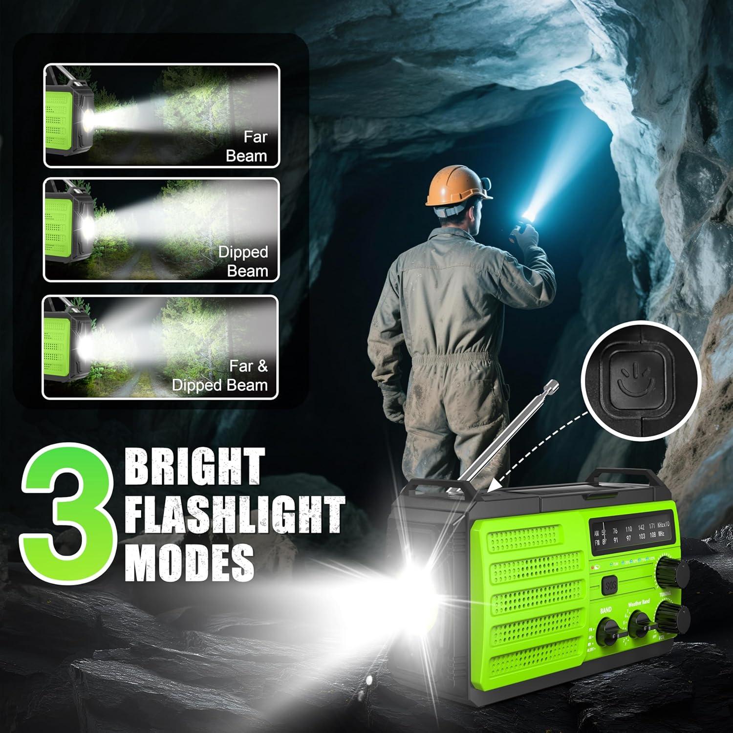 Radio de Emergencia QM 22200mWh Solar Manivela AM/FM/NOAA