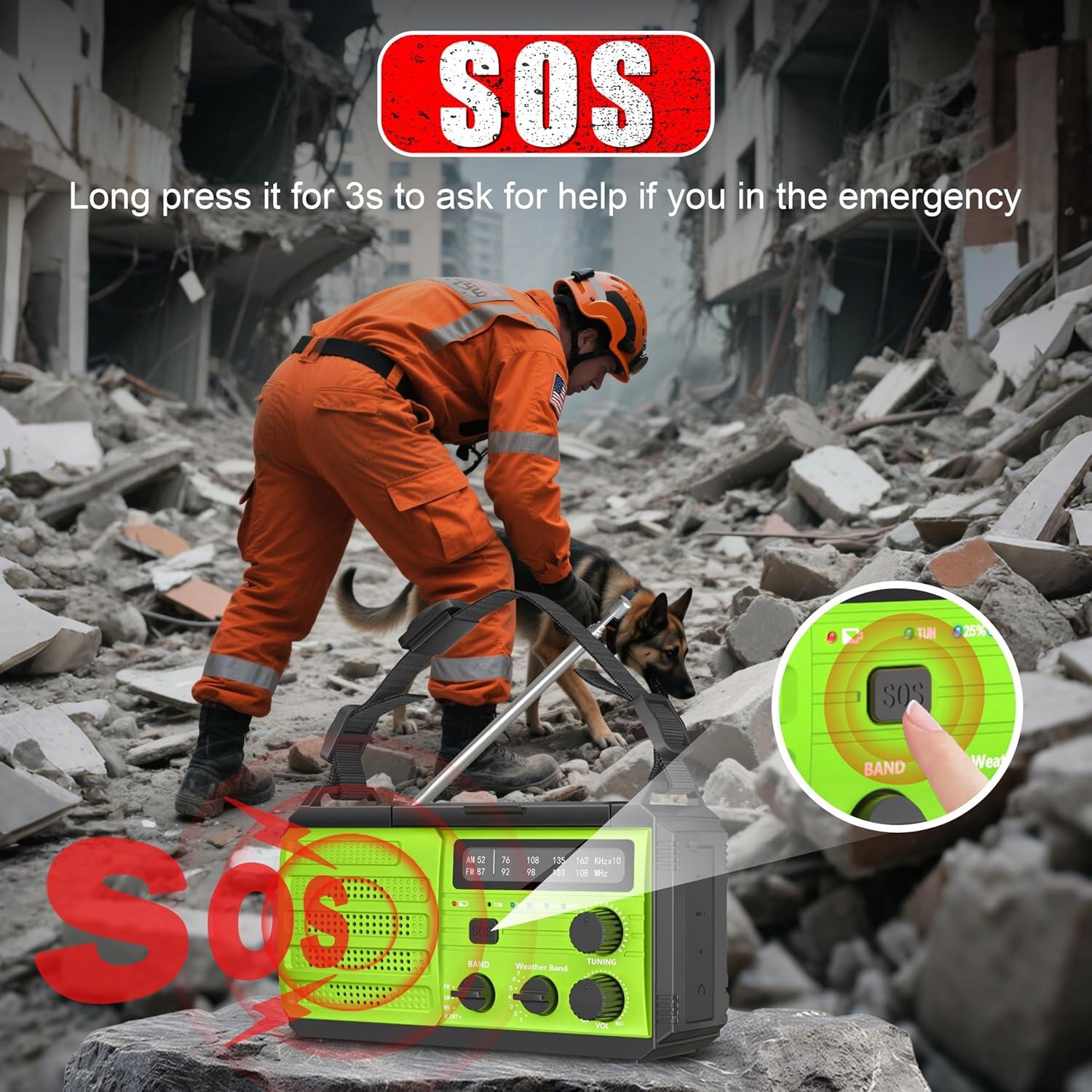 Radio de Emergencia QM 22200mWh Solar Manivela AM/FM/NOAA