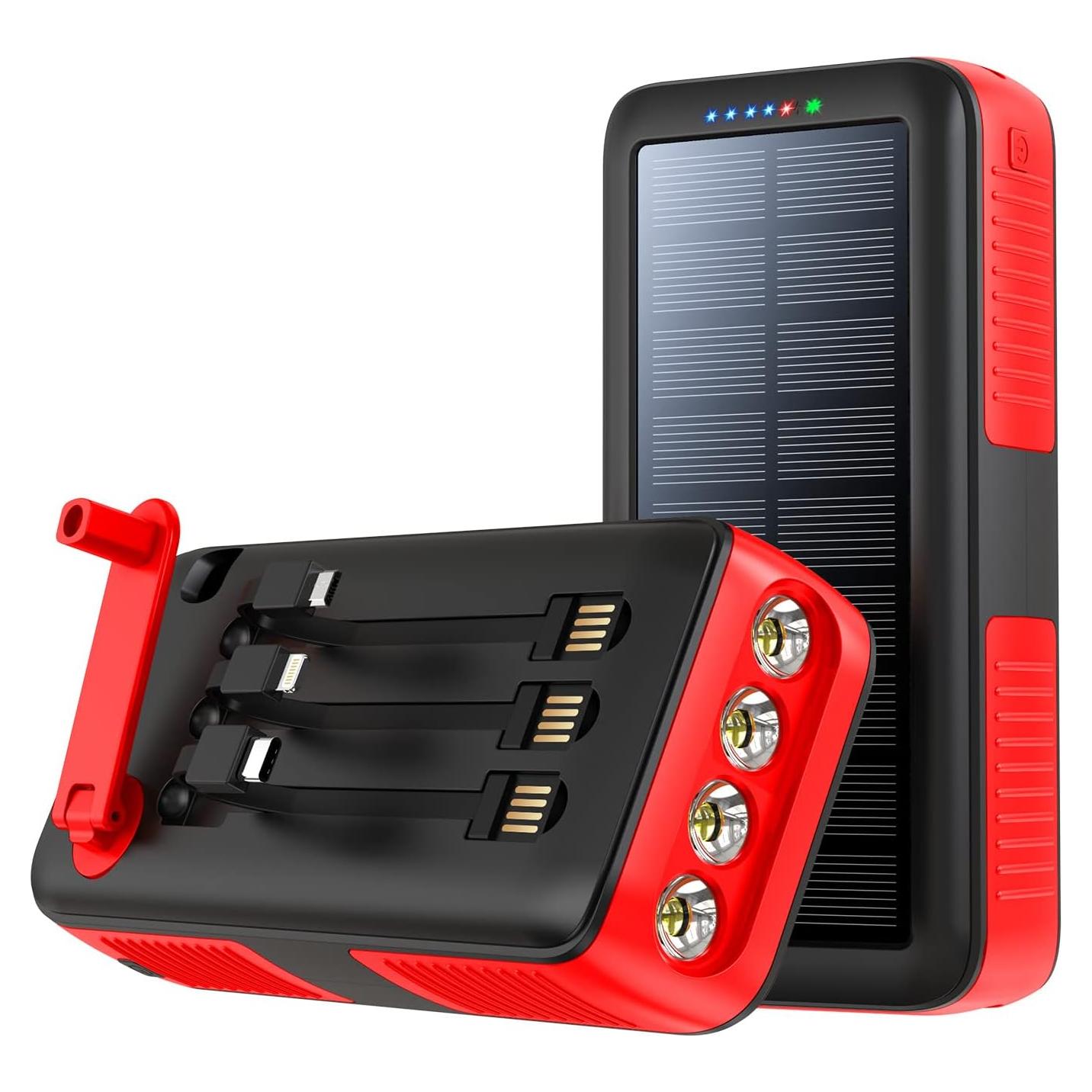 Banco de Energía Solar 63200mAh Cargador Portátil Rojo