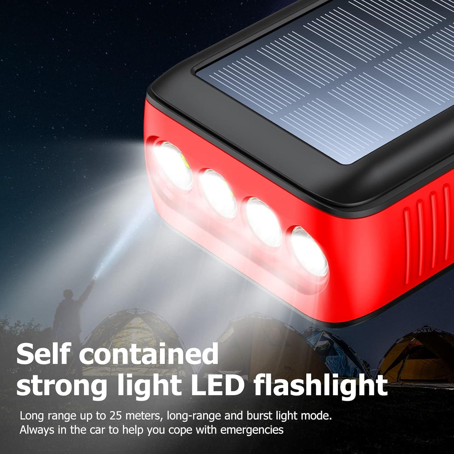 Banco de Energía Solar 63200mAh Cargador Portátil Rojo