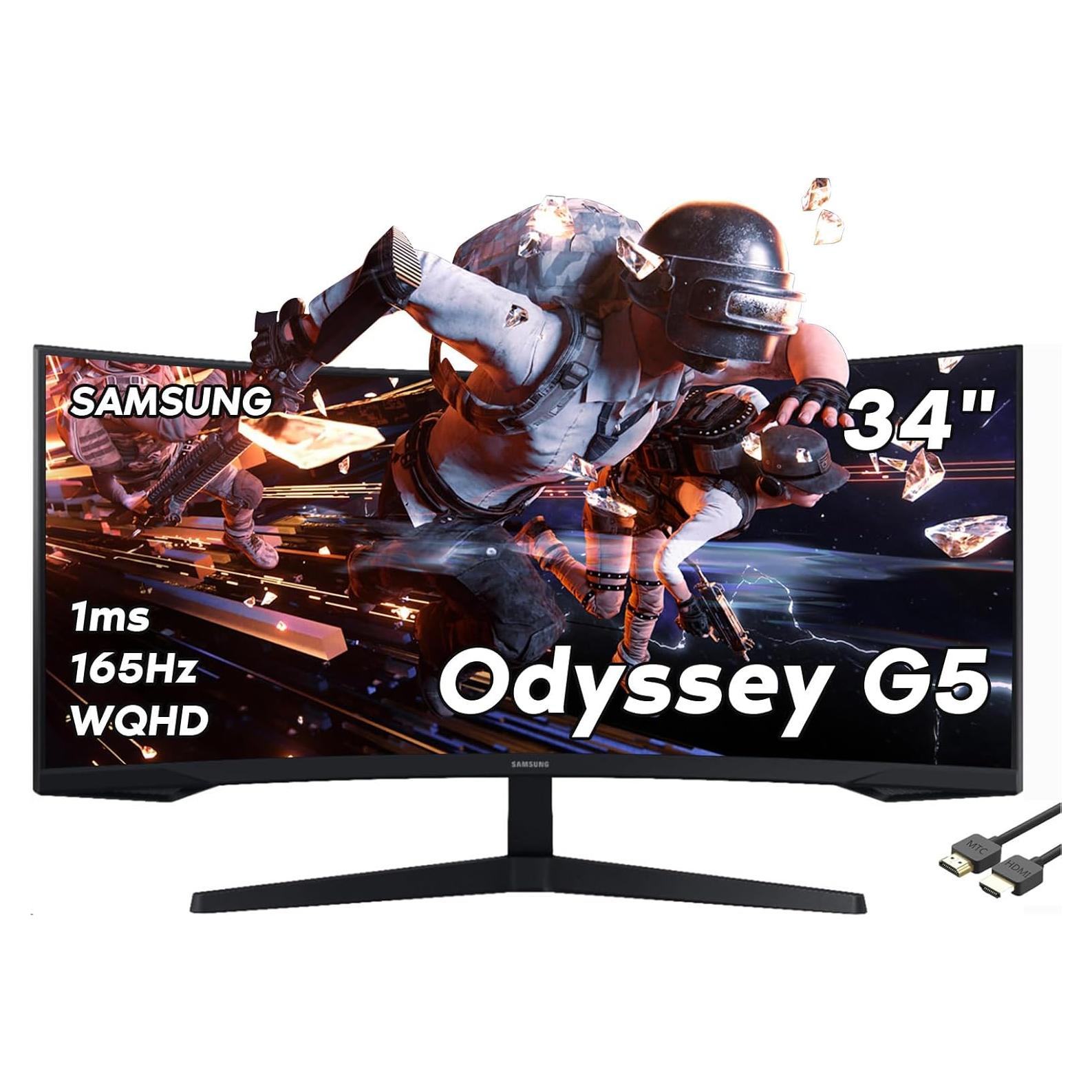 Monitor Curvado SAMSUNG Odyssey G5 34" WQHD 165Hz 1ms FreeSync