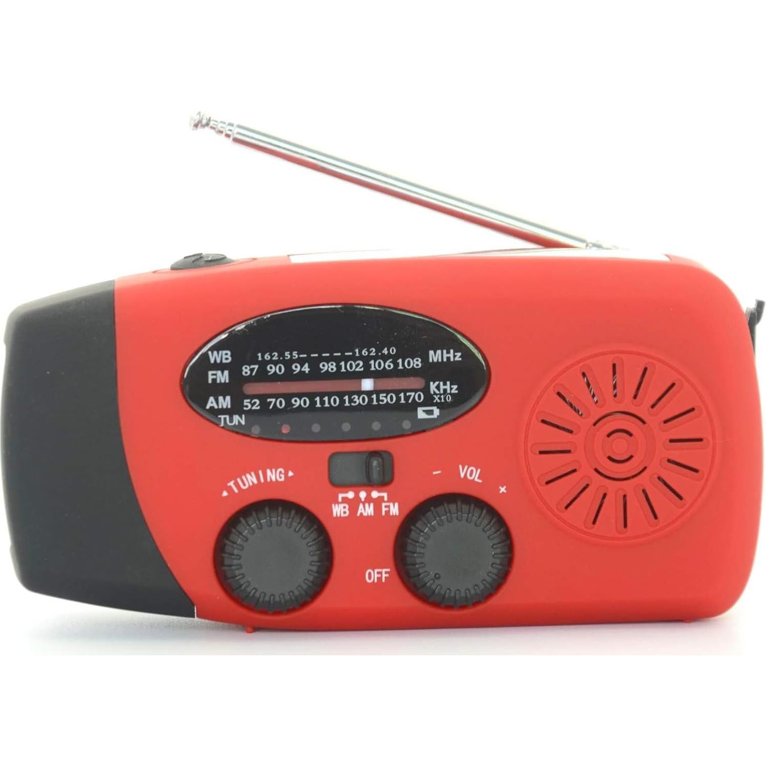 【Aivica-088】 7400mWh NOAA Weather Radio Emergency Radio Solar, Hand Crank, Type-C USB Charge AM/FM/NOAA Radio 3 LED Flashlight 2000mAh Smart Phone Charger Power Bank(Red)