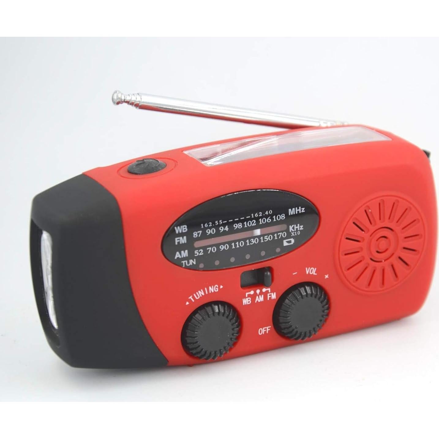 【Aivica-088】 7400mWh NOAA Weather Radio Emergency Radio Solar, Hand Crank, Type-C USB Charge AM/FM/NOAA Radio 3 LED Flashlight 2000mAh Smart Phone Charger Power Bank(Red)