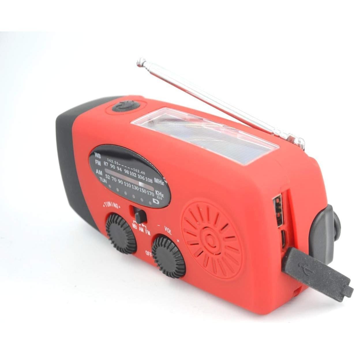 【Aivica-088】 7400mWh NOAA Weather Radio Emergency Radio Solar, Hand Crank, Type-C USB Charge AM/FM/NOAA Radio 3 LED Flashlight 2000mAh Smart Phone Charger Power Bank(Red)