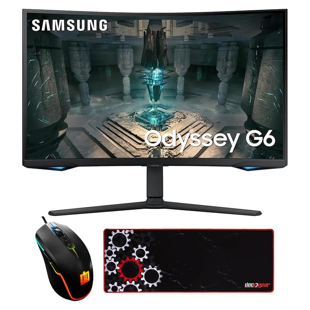 LS32BG652ENXGO 32" Odyssey G65B QHD 240Hz 1ms HDR600 1000R Curved Gaming Monitor Bundle with Deco Gear Wired Gaming Mouse & Large Extended Pro Gaming Mouse Pad
