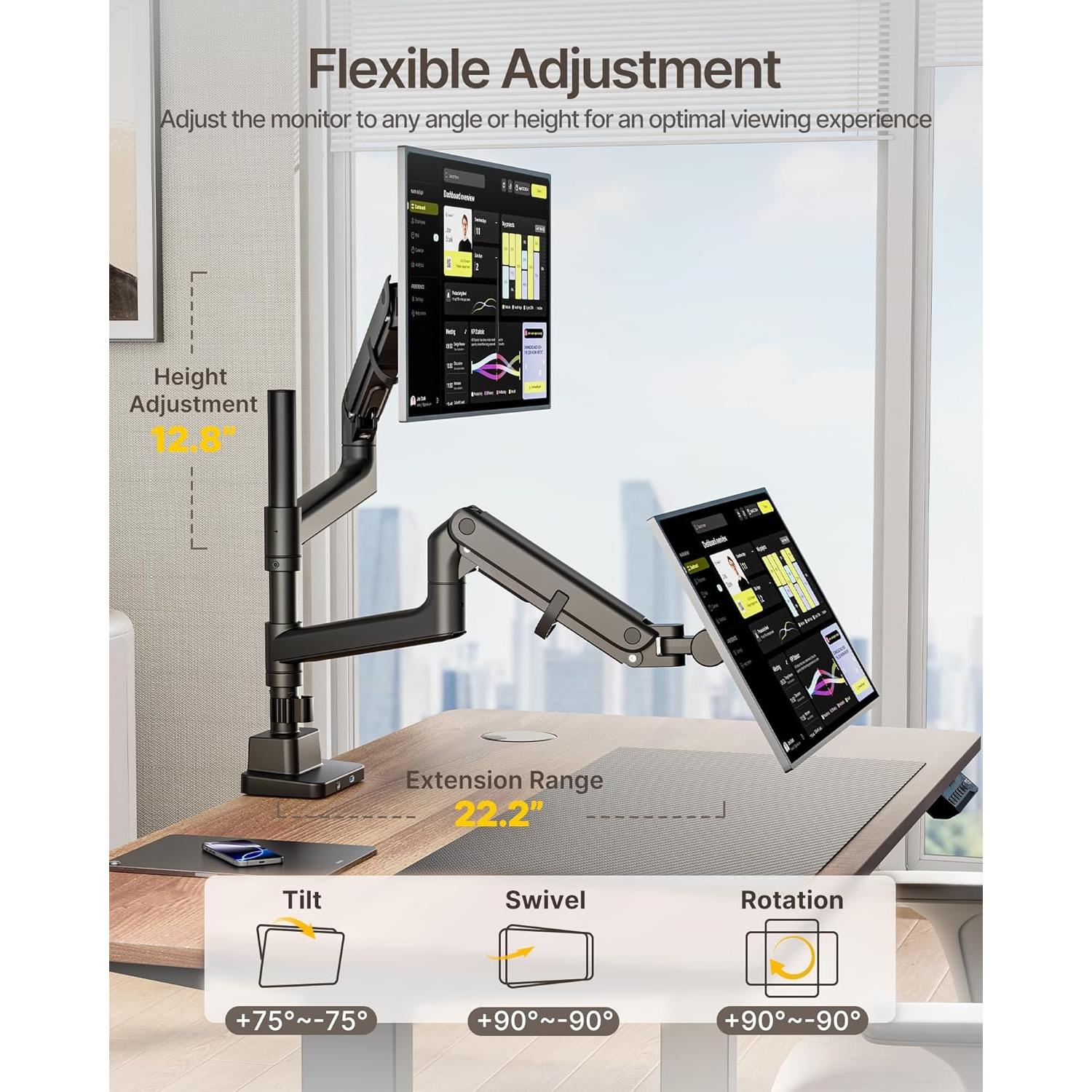 Soporte Doble para Monitor Ultrawide monTEK MA1001UCPBK-D 17-57"