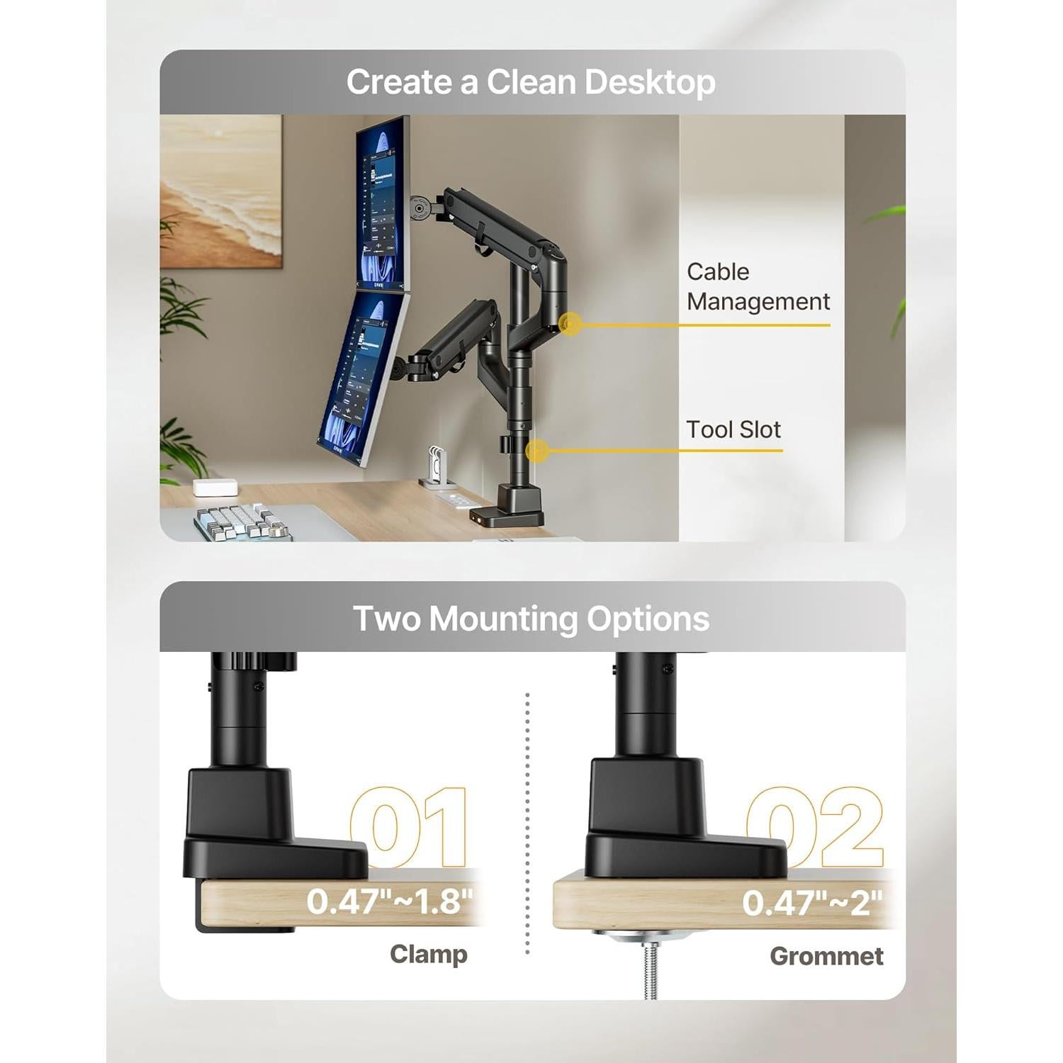 Soporte Doble para Monitor Ultrawide monTEK MA1001UCPBK-D 17-57"