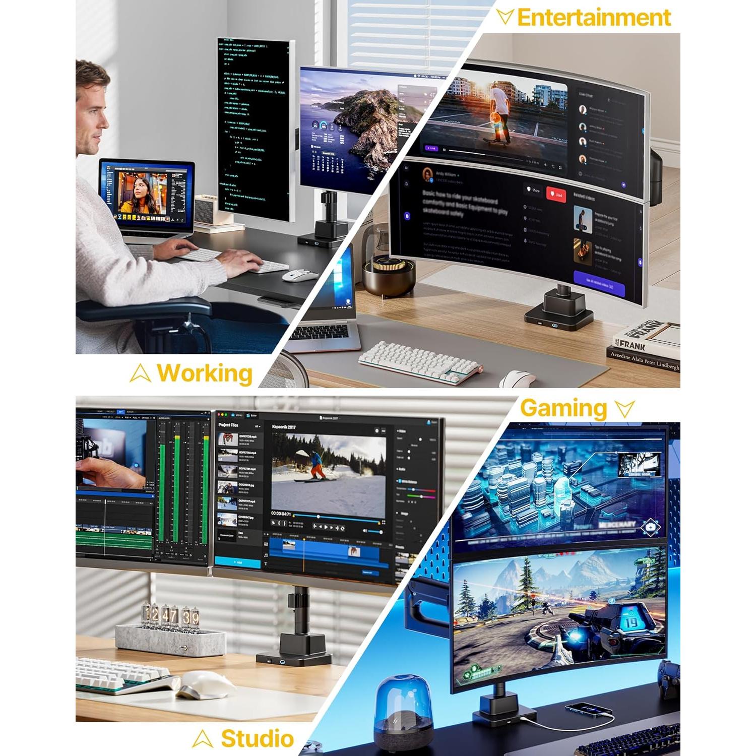 Soporte Doble para Monitor Ultrawide monTEK MA1001UCPBK-D 17-57"