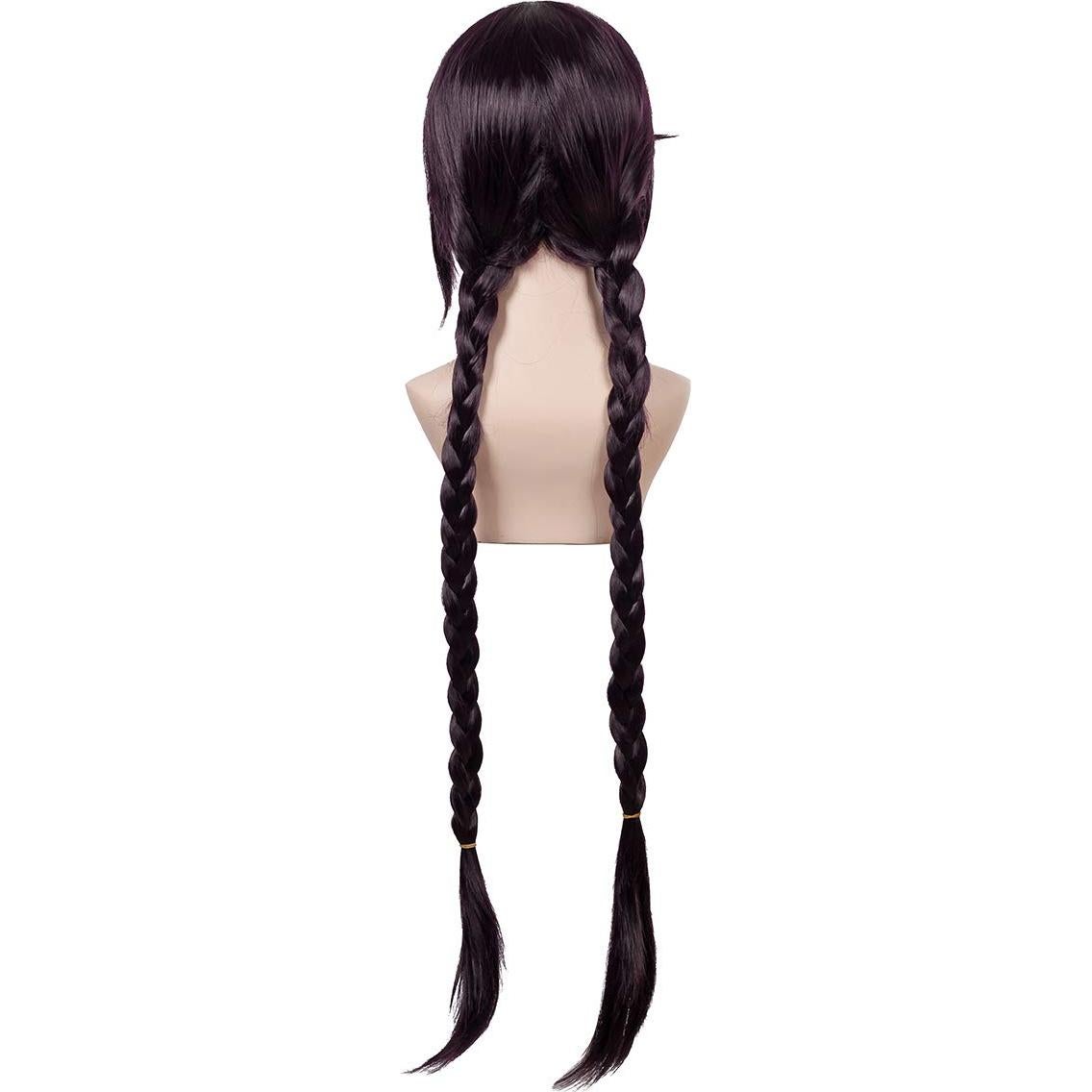 Peluca trenzada larga morada ColorGround con gafas Halloween