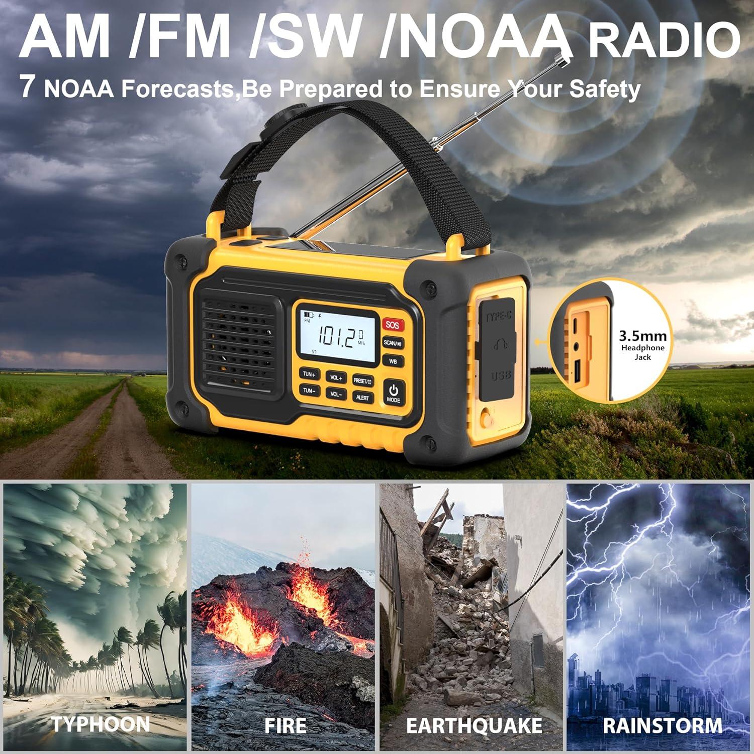 Radio Meteorológica de Emergencia SIYEGK con Manivela 10000mAh