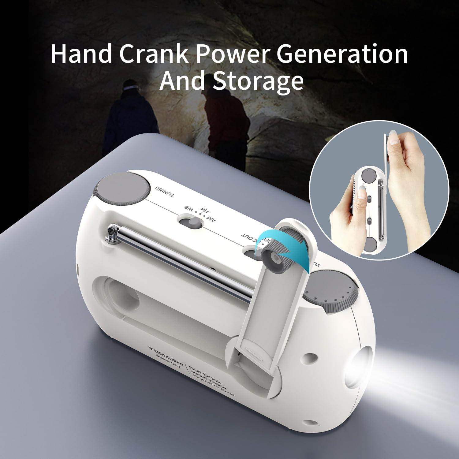 Radio de Emergencia Portátil TOMASHI DR-2 AM/FM NOAA con Linterna