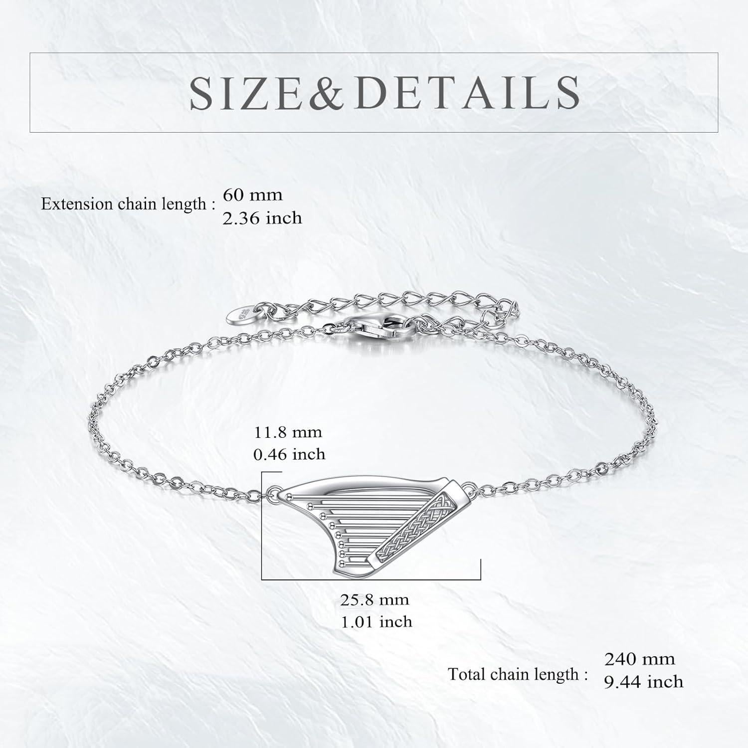 Pulsera de Arpa YFN en Plata Esterlina para Amantes de la Música