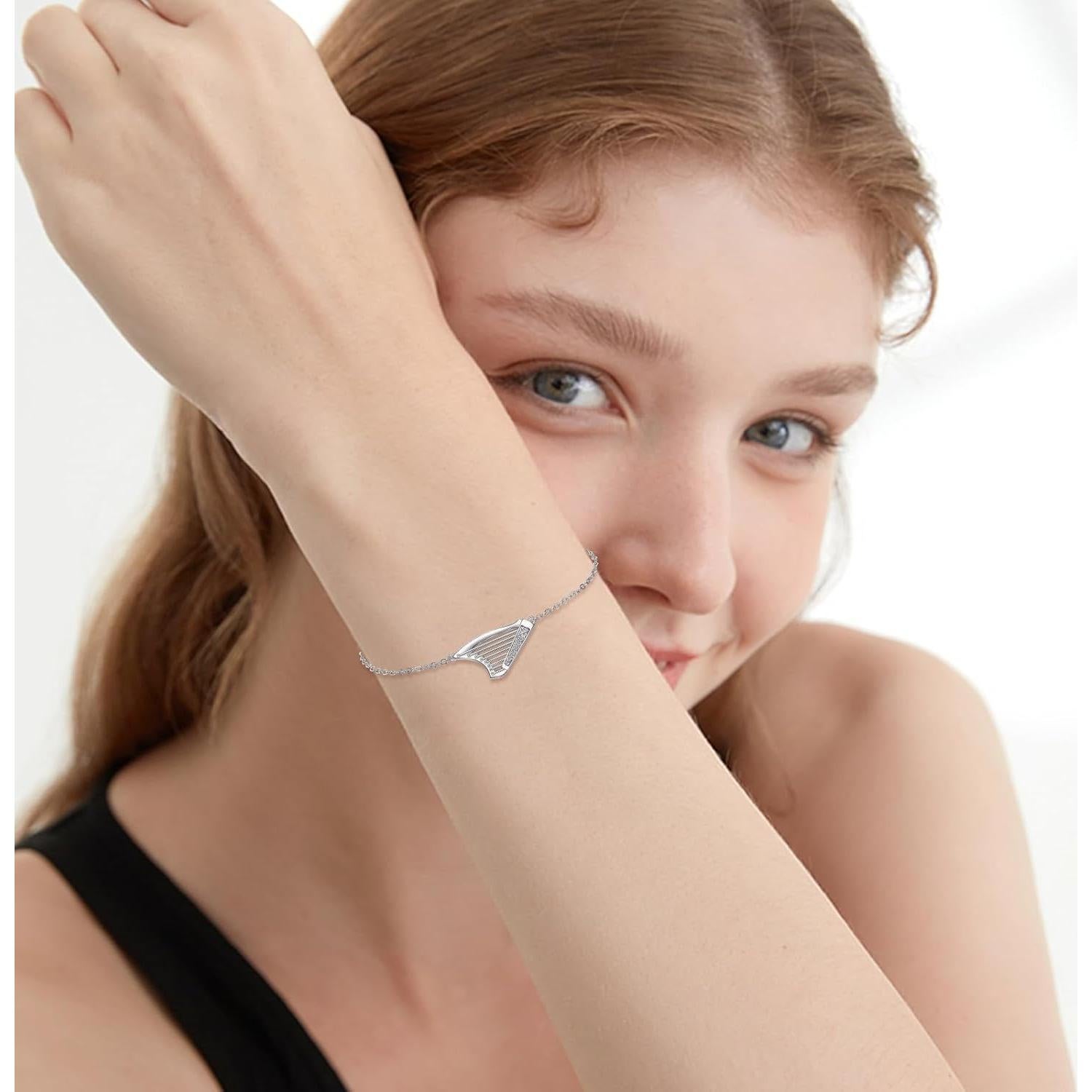 Pulsera de Arpa YFN en Plata Esterlina para Amantes de la Música