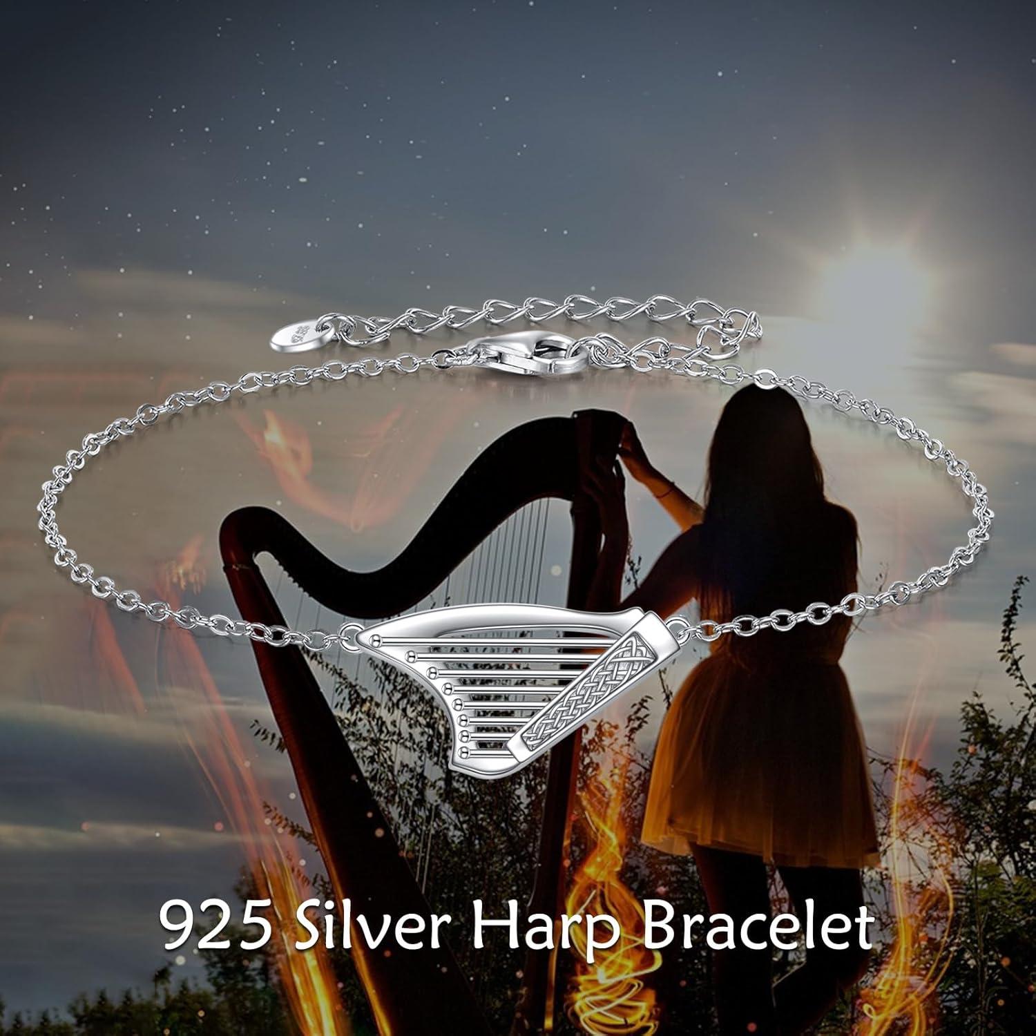 Pulsera de Arpa YFN en Plata Esterlina para Amantes de la Música