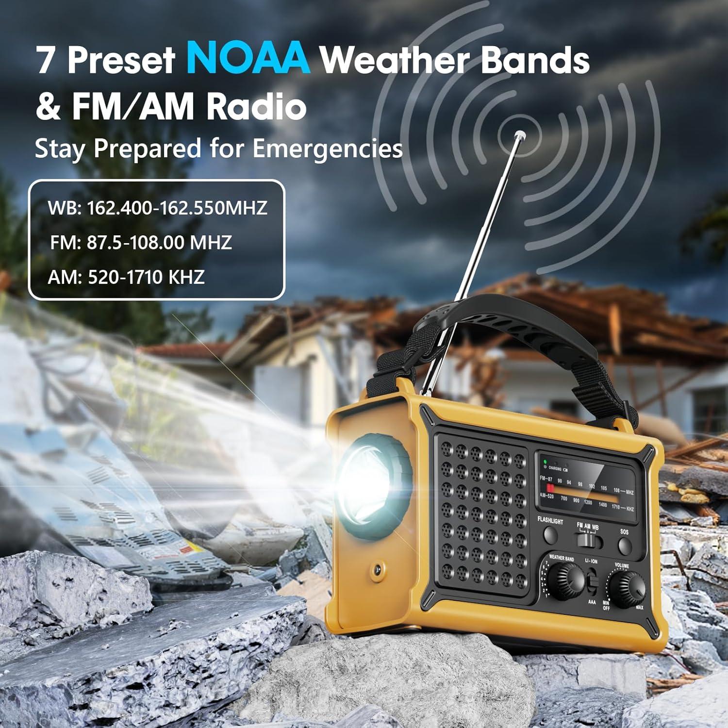 Radio Meteorológica Raynic 12000mAh con Carga Solar y Manivela