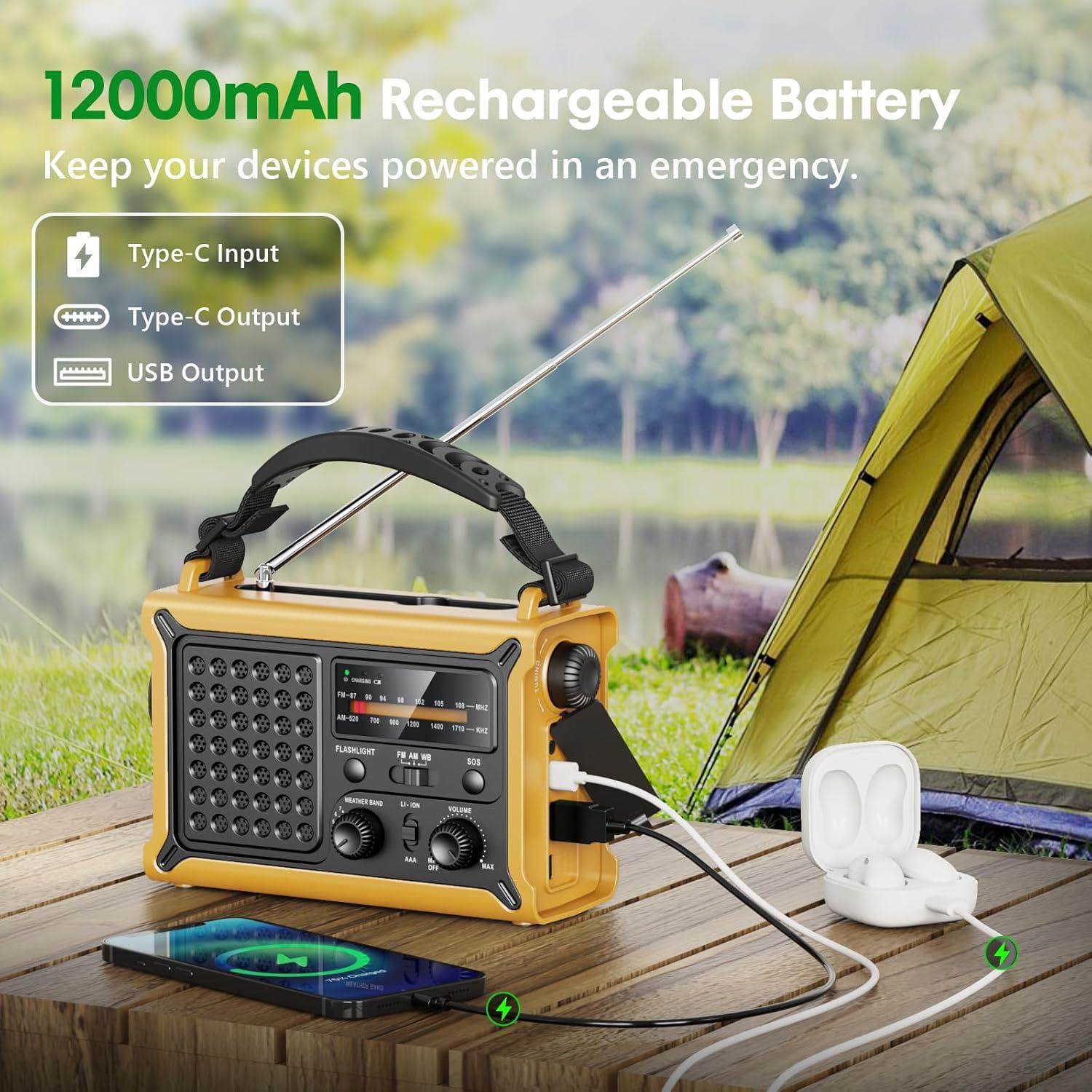 Radio Meteorológica Raynic 12000mAh con Carga Solar y Manivela