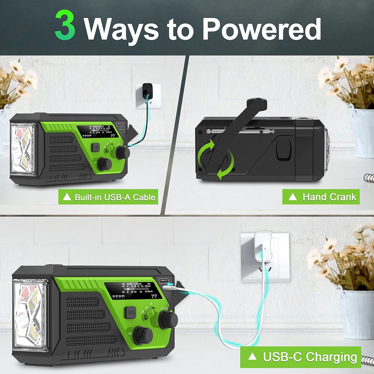 Radio de Emergencia TM 6000mAh con Manivela y Cargador Rápido