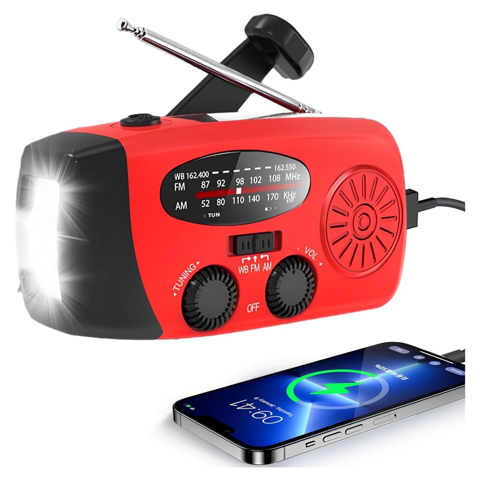 Radio de Emergencia Rckskaya NOAA Manivela Solar 2000mAh