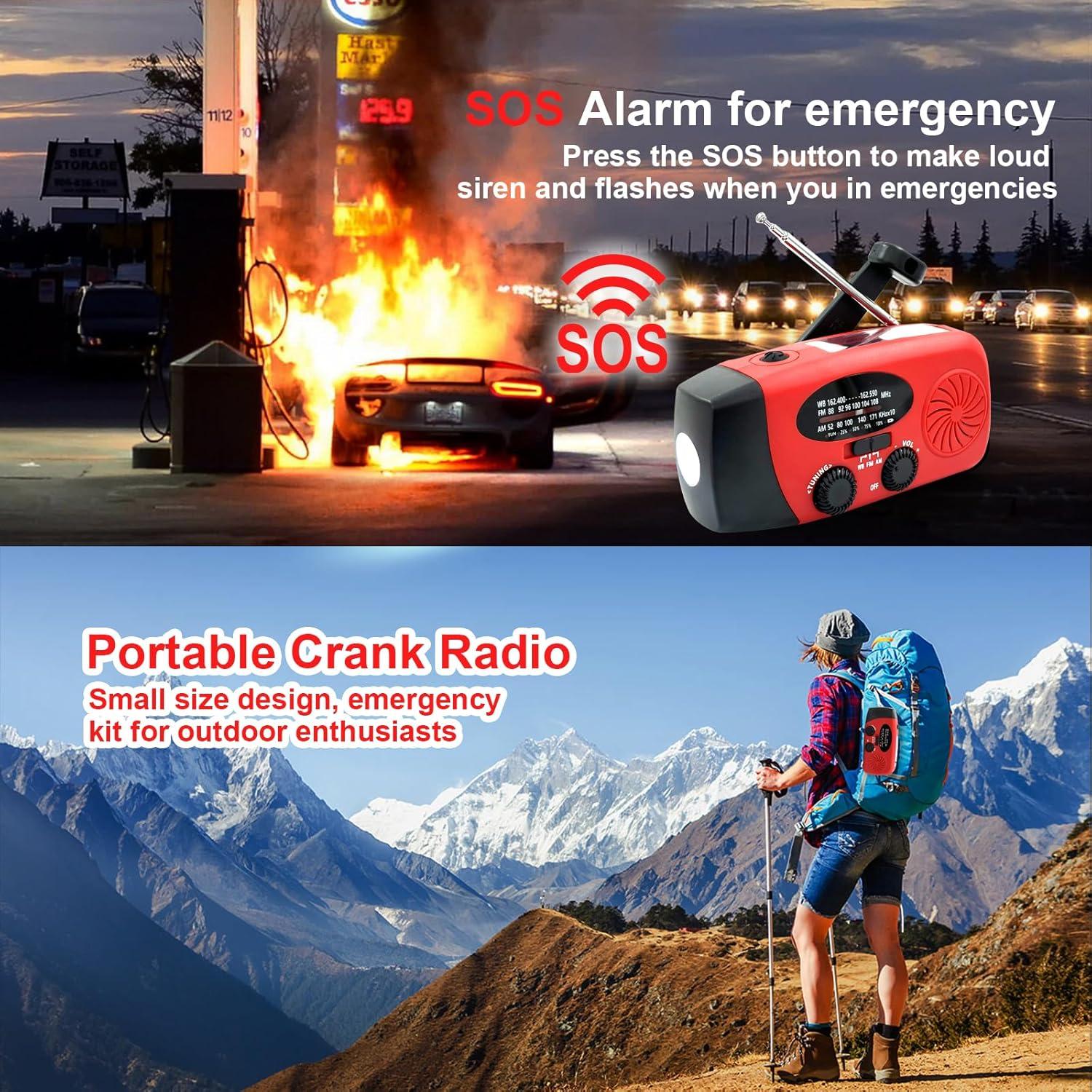 Radio de Emergencia Rckskaya NOAA Manivela Solar 2000mAh