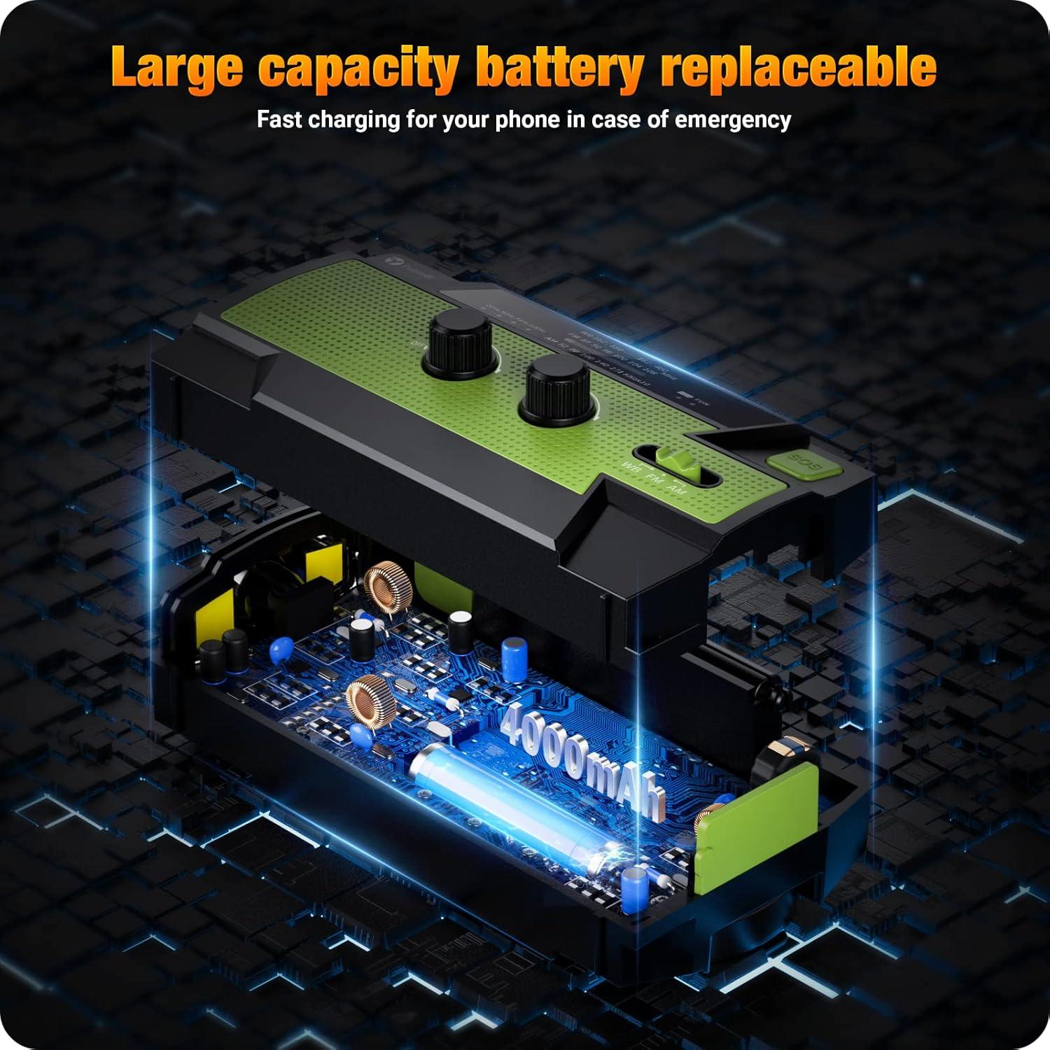 Radio de Emergencia Puiuisoul 4000mAh Solar y Manivela