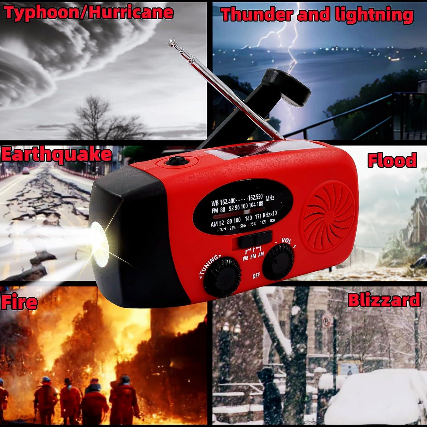 Radio de Emergencia AM FM NOAA Handsider con Linterna LED y Cargador 2000mAh