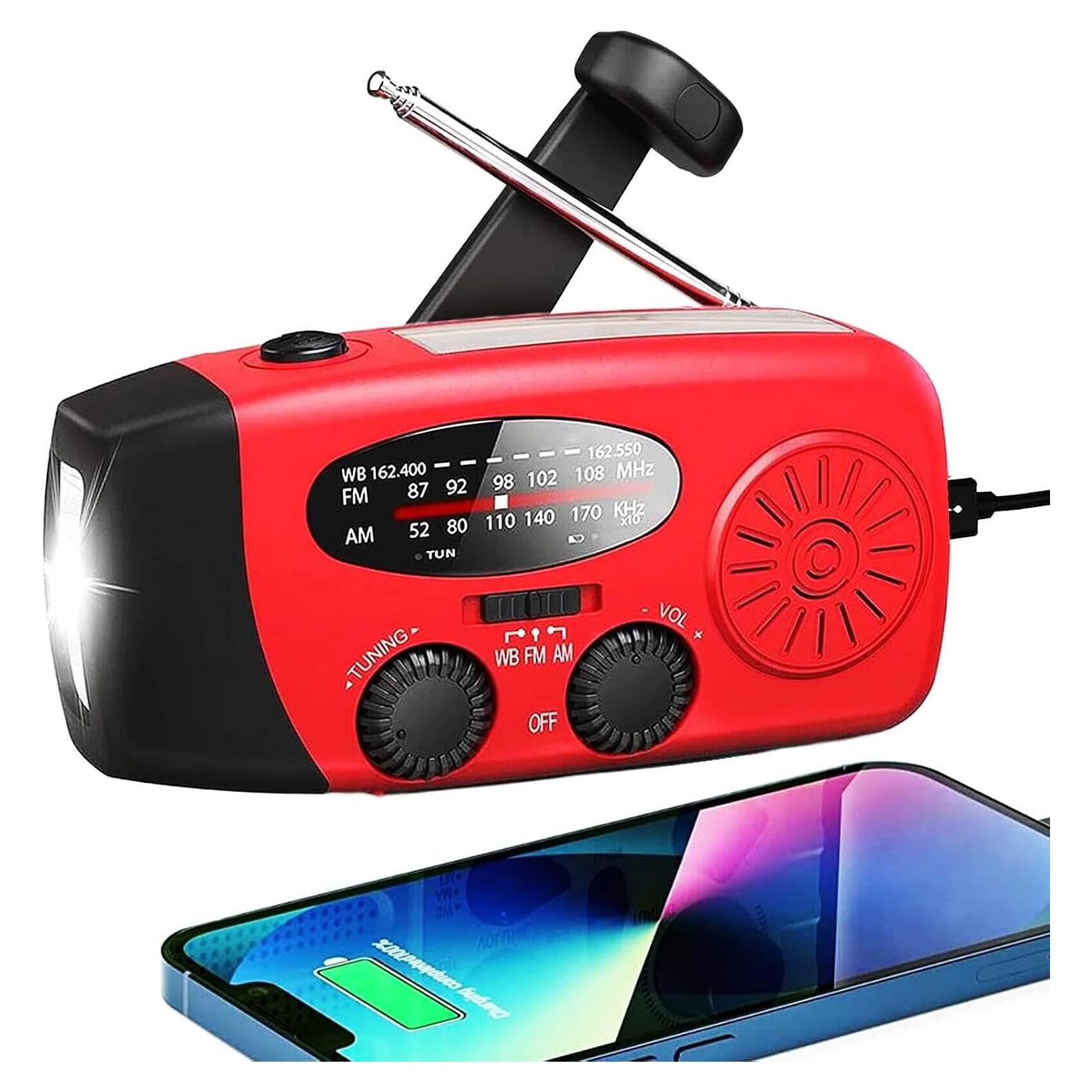 Radio de Emergencia AM FM NOAA Cepan 5000mAh con Linterna LED