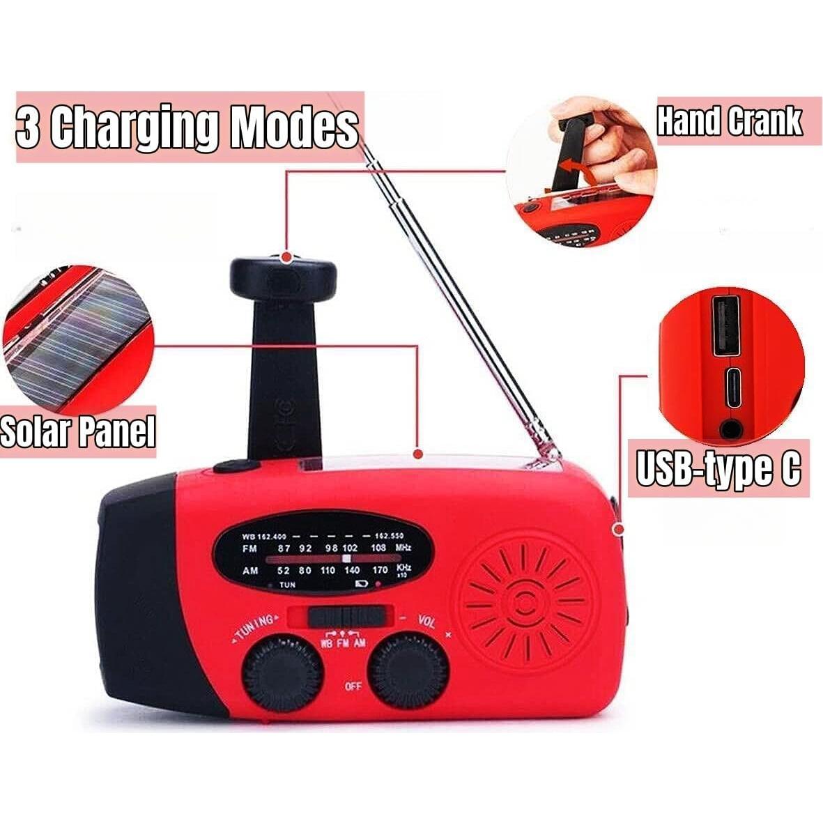 Radio de Emergencia AM FM NOAA Cepan 5000mAh con Linterna LED