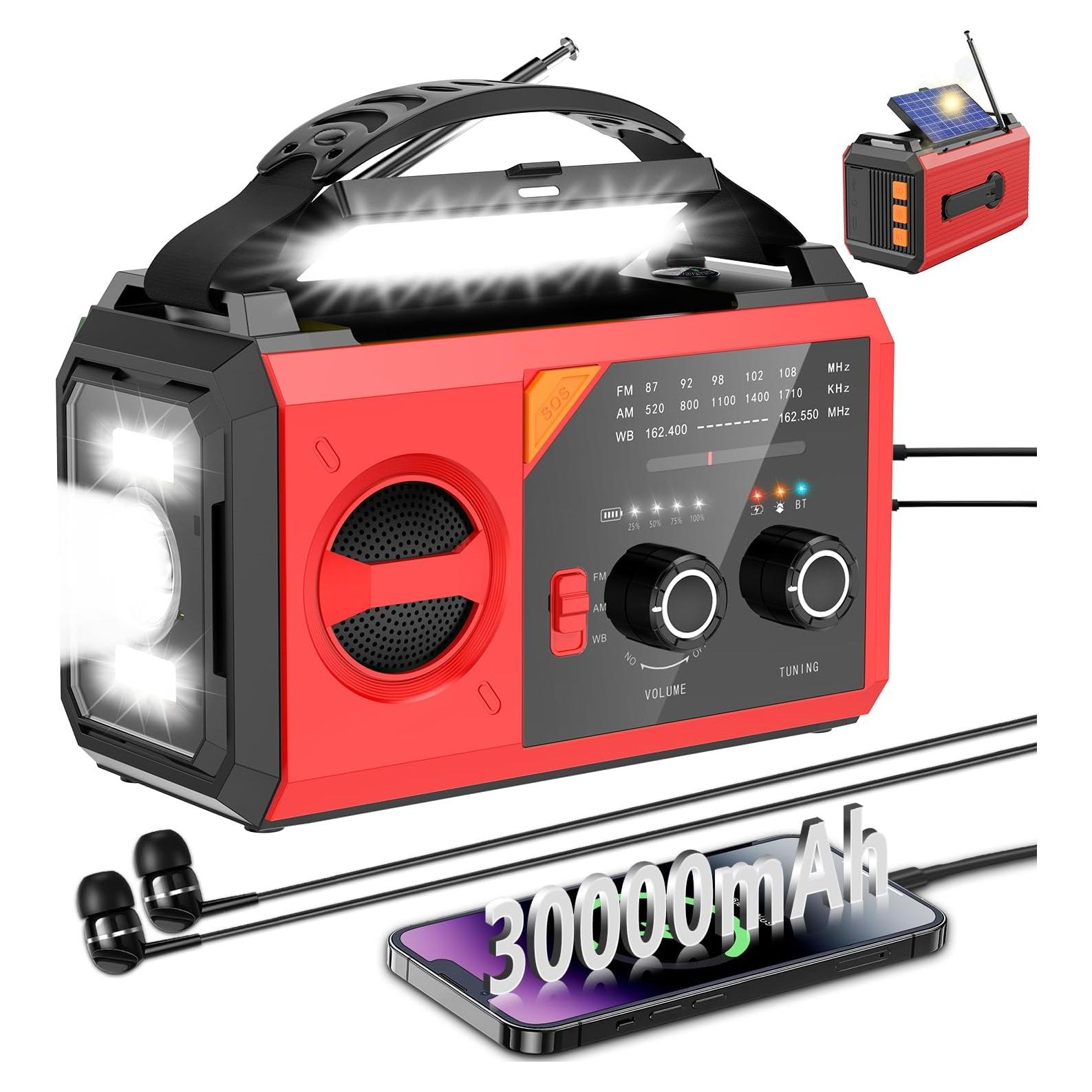 Radio Meteorológica de Emergencia JTRYEMU 30000mAh Solar