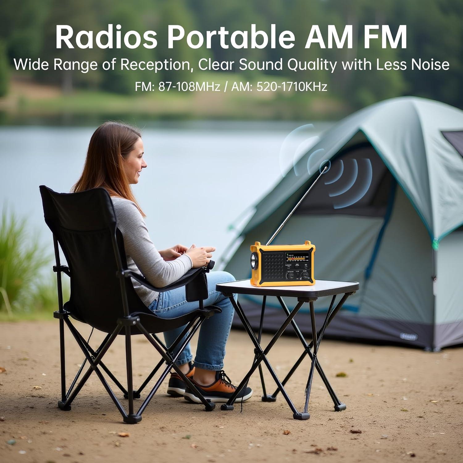 Radio Meteorológica Portátil NOAA AM FM Mesqool 12000mAh Solar