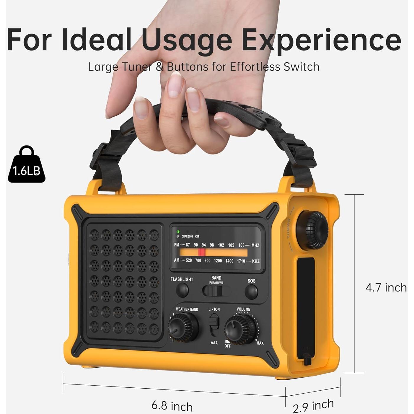 Radio Meteorológica Portátil NOAA AM FM Mesqool 12000mAh Solar