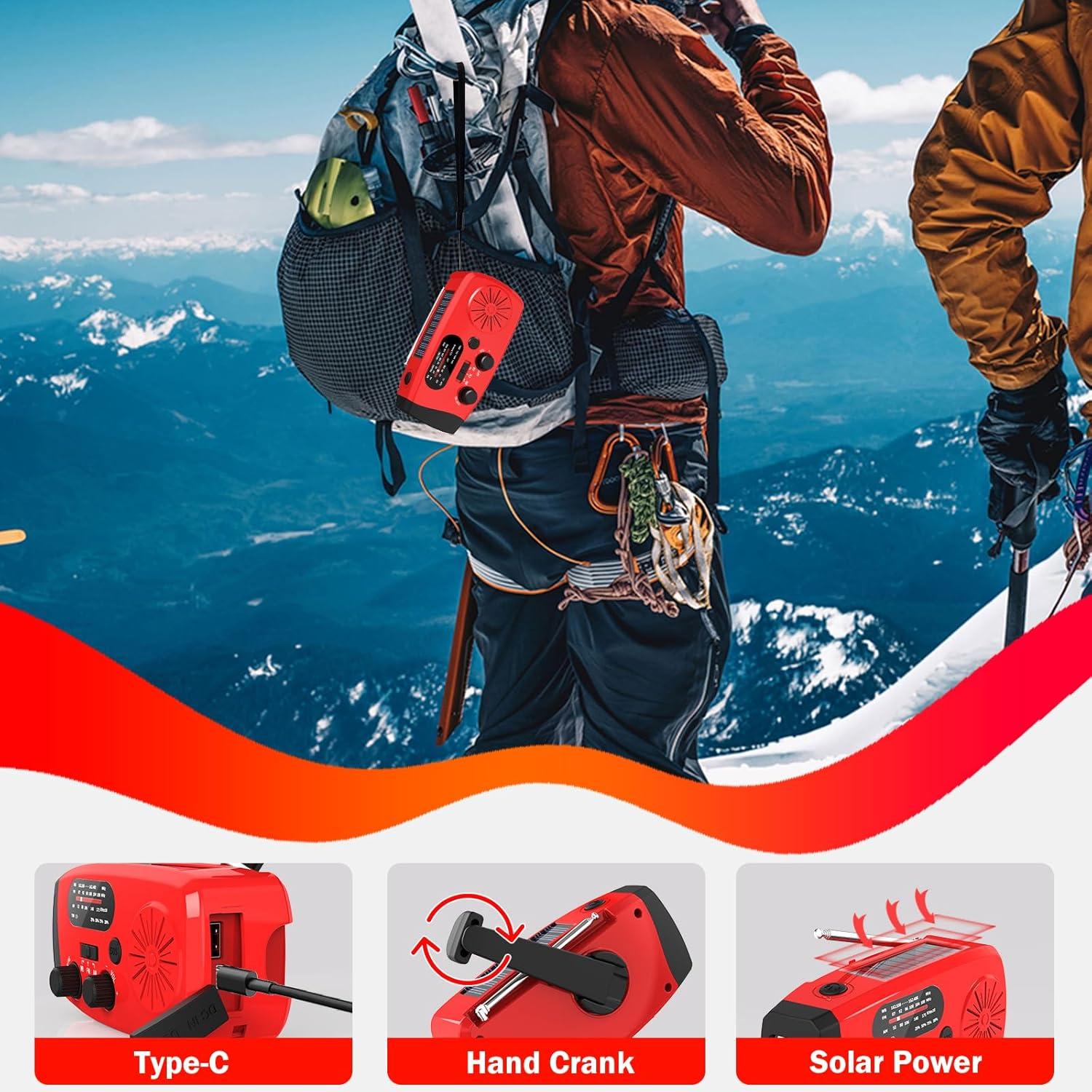 Radio de Manivela de Emergencia BGUS 14800mWh AM/FM NOAA