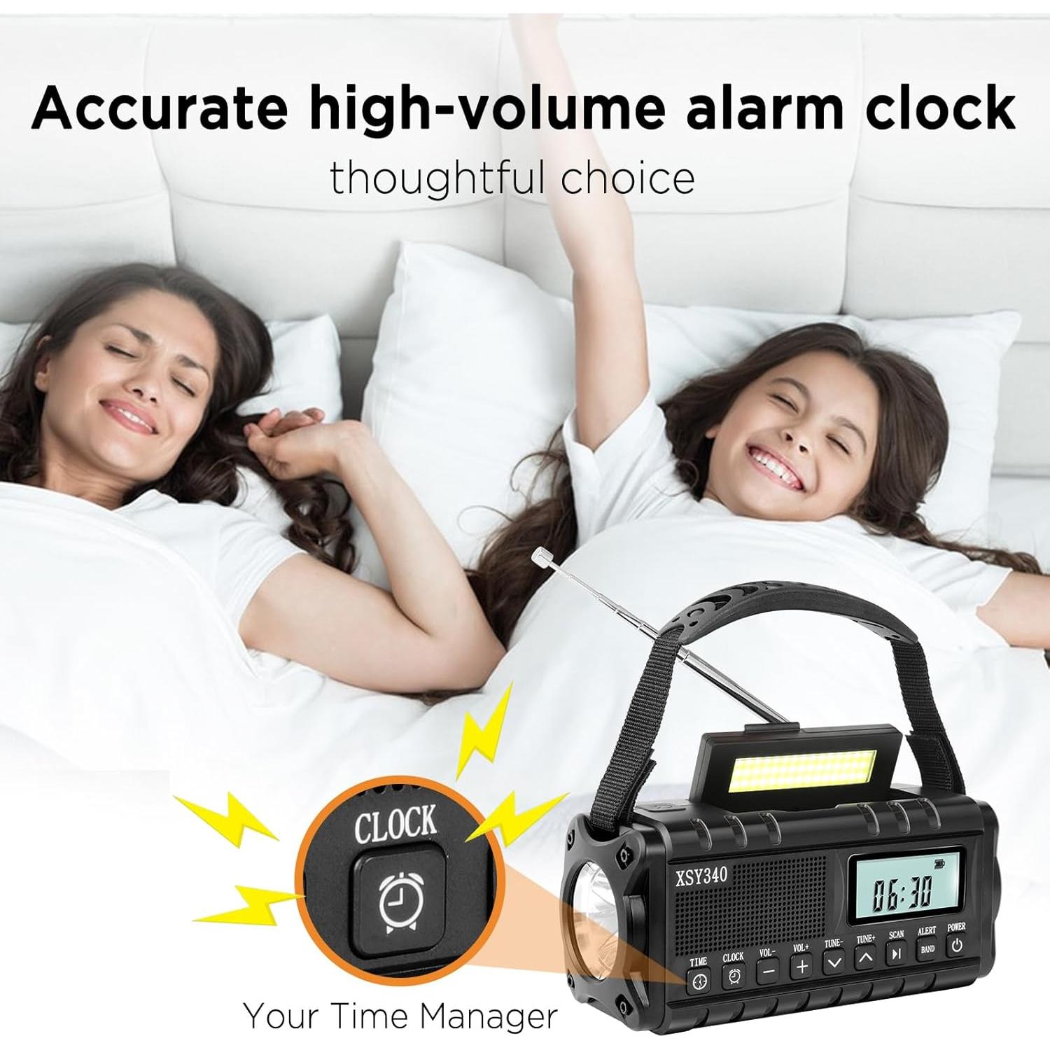 10000mAh/37000mWh Emergency Hand Crank Radio,AM FM NOAA Weather Alert Radio, Digital Display,3 Ways Powered Hand Crank,Solar with Type-C Charger,Flashlight,Reading Lamp,Headphone Jack,SOS Alarm