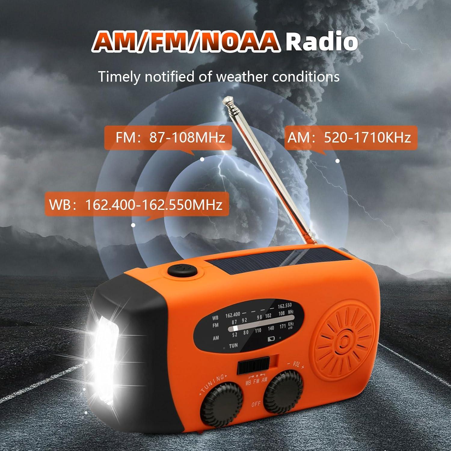 Radio de Emergencia WVL 7400mWh Portátil Solar AM/FM NOAA