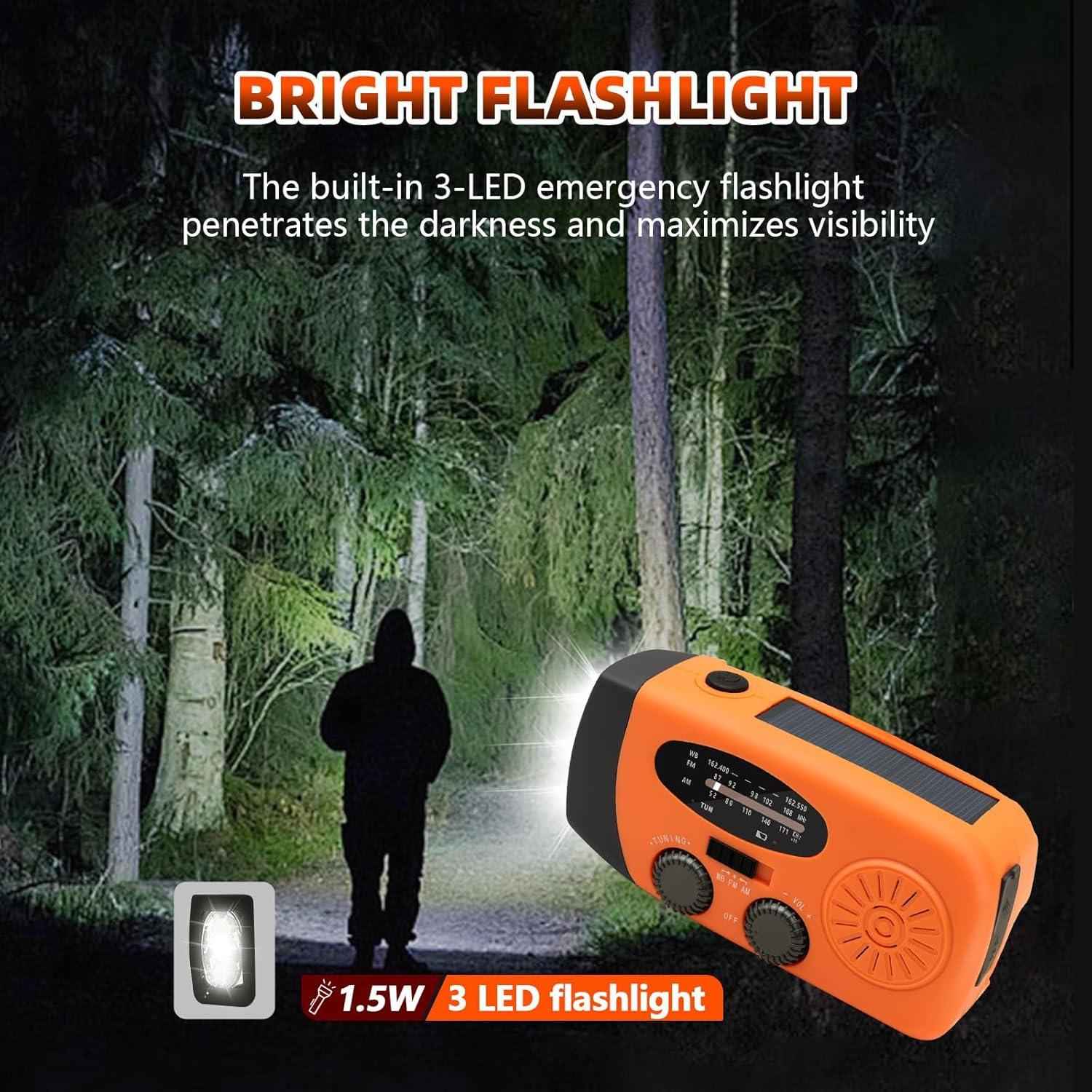 Radio de Emergencia WVL 7400mWh Portátil Solar AM/FM NOAA