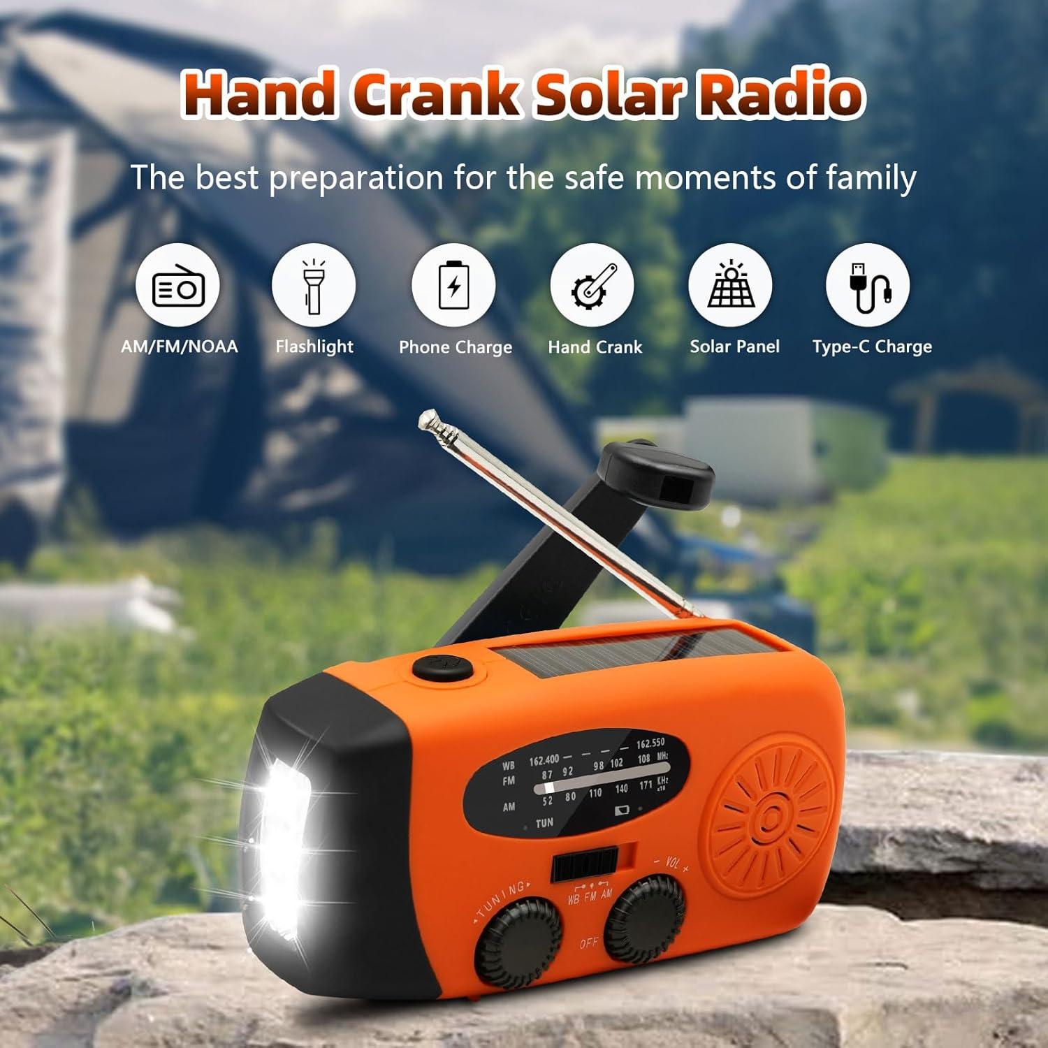 Radio de Emergencia WVL 7400mWh Portátil Solar AM/FM NOAA