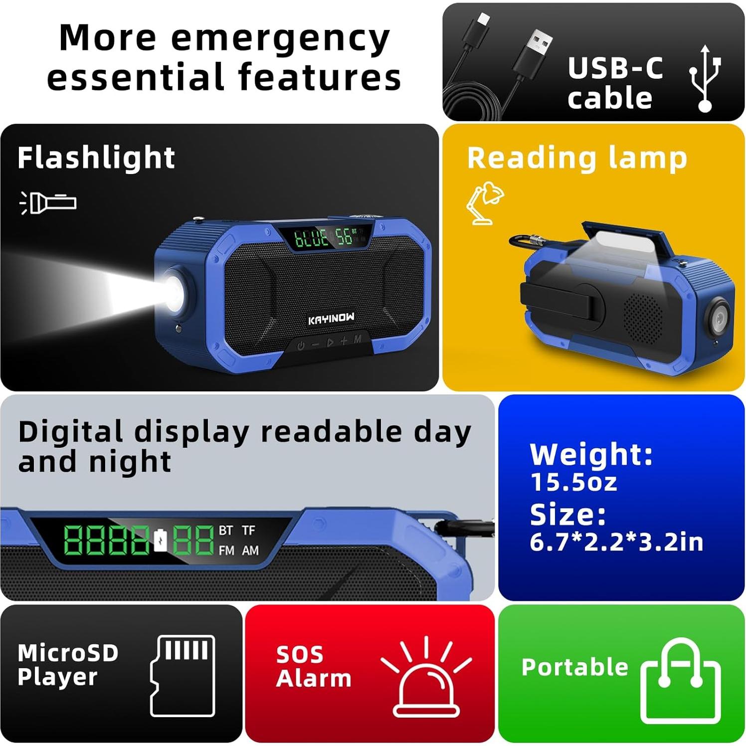 Radio Meteorológica KAYINOW DF-580 Portátil Bluetooth 5000mAh