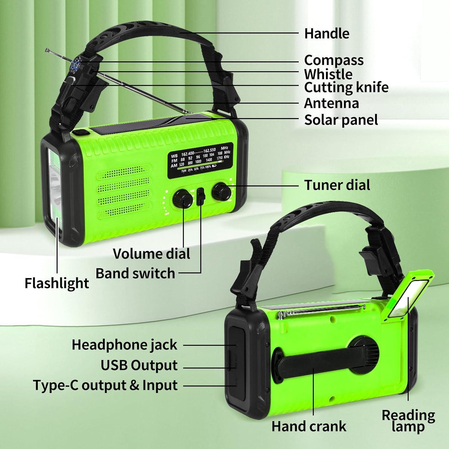 Radio Meteorológica Portátil Condor 1 20000mAh USB Solar Manivela