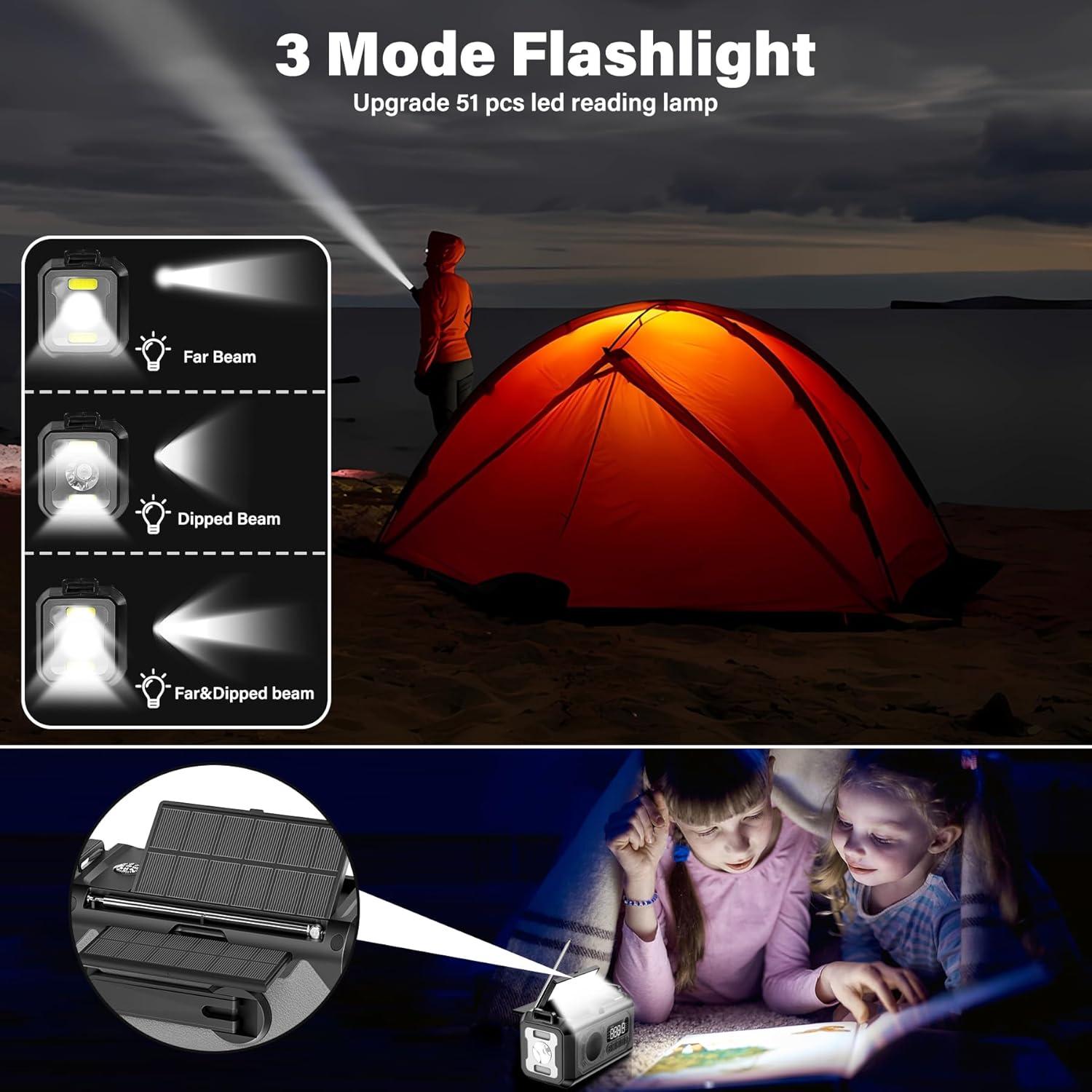 Radio Meteorológica de Emergencia UYEIKMLOP 12000mAh Solar