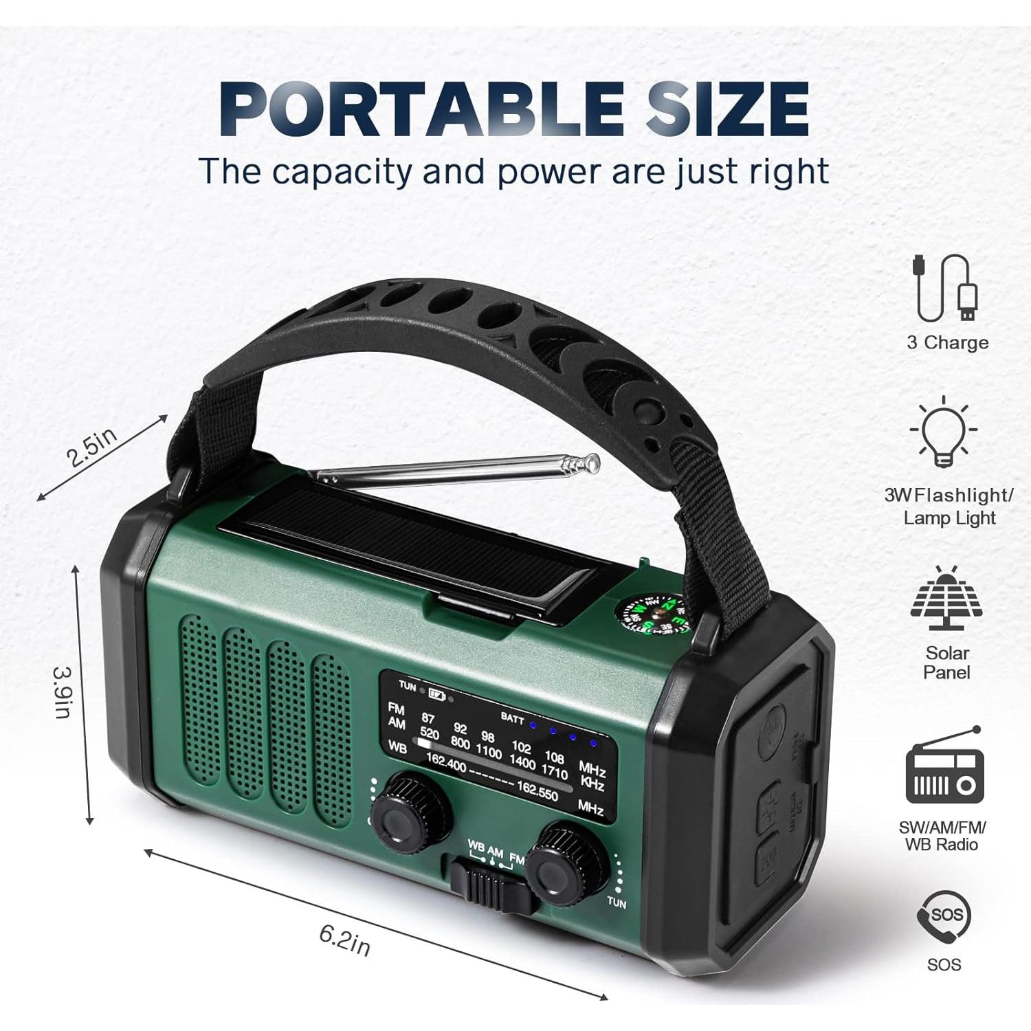 Radio Meteorológica de Emergencia TFTDOUP 10000mAh Solar