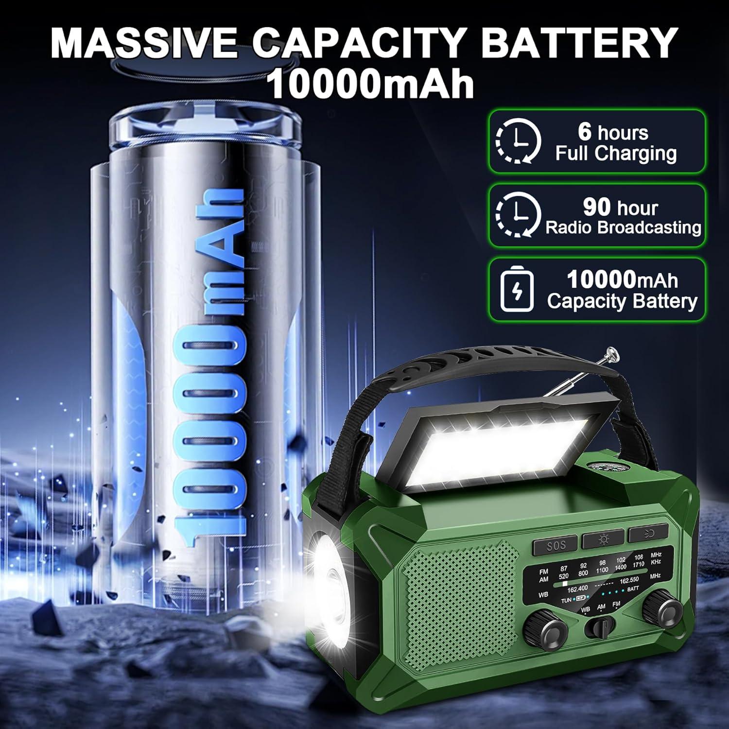 Radio Meteorológica de Emergencia GINESBE 10000mAh Solar Manivela