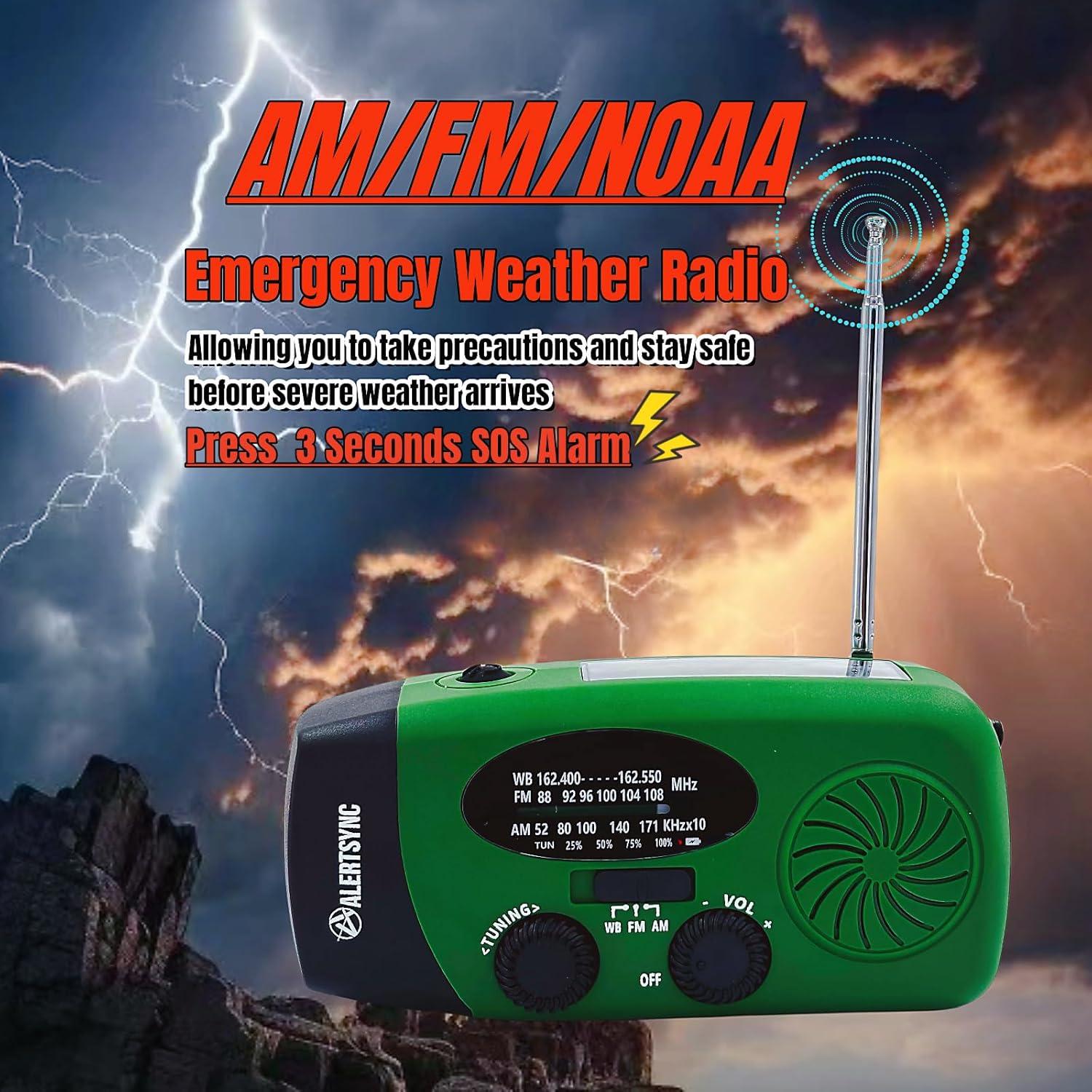 Radio de Emergencia Meteorológica EKT 5000mAh Solar AM FM NOAA