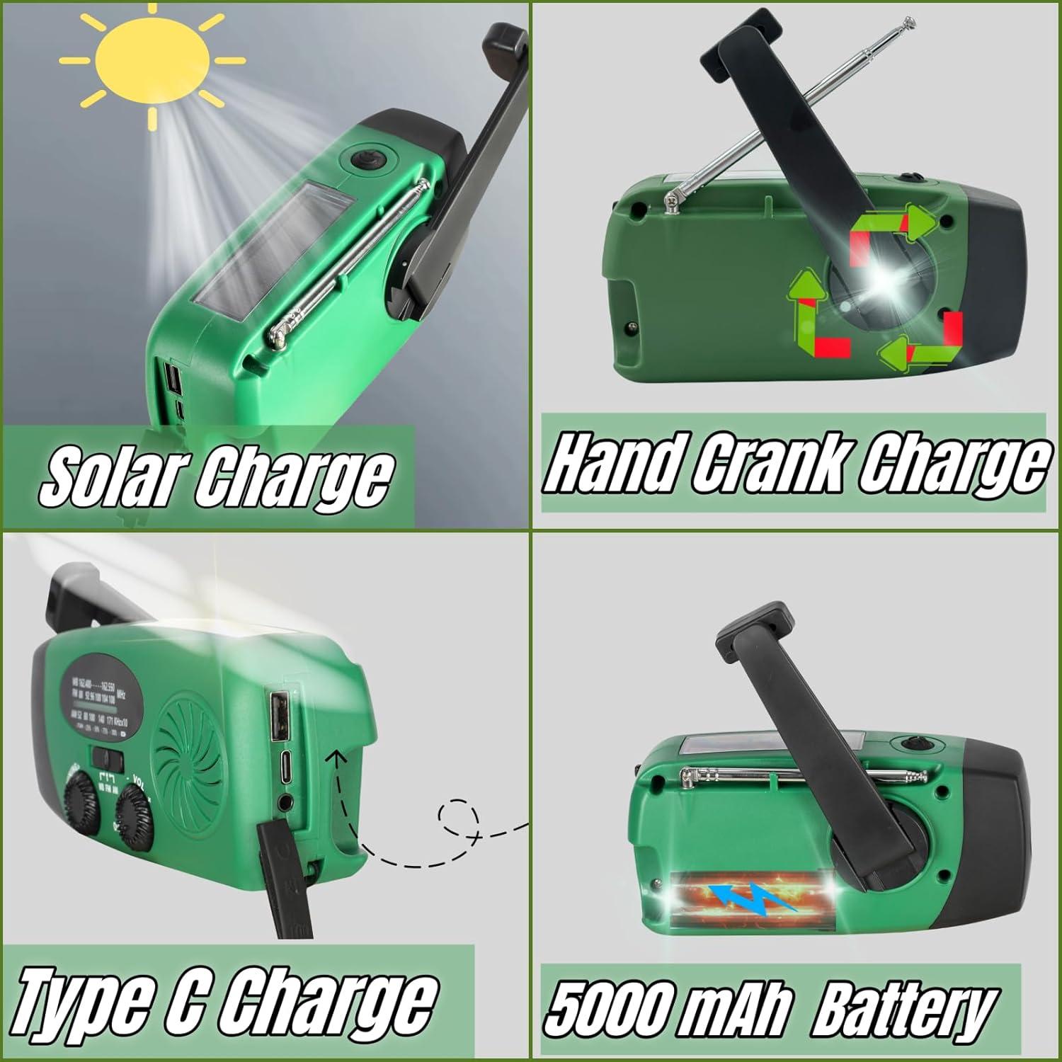 Radio de Emergencia Meteorológica EKT 5000mAh Solar AM FM NOAA