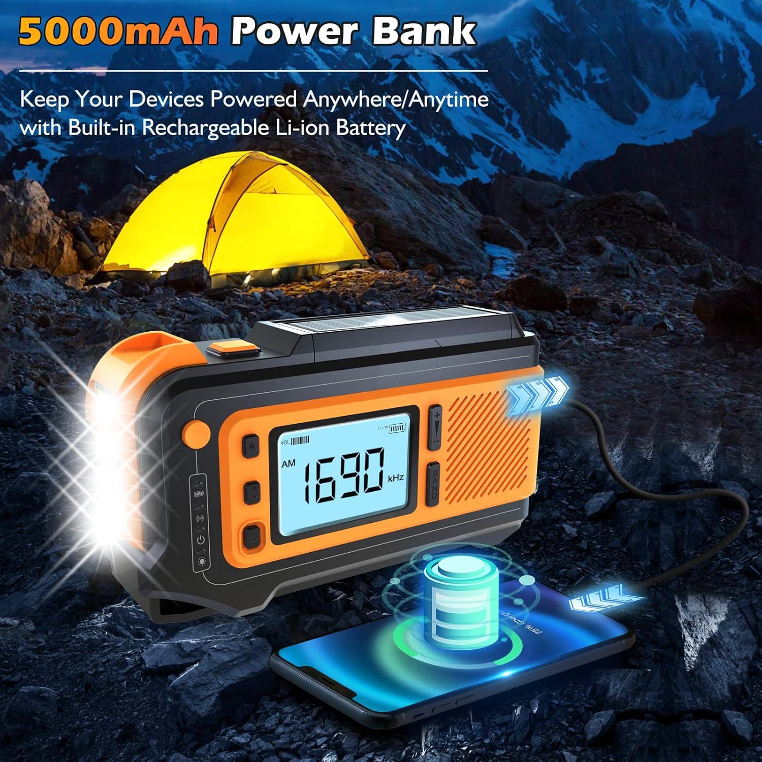 Radio Solar de Emergencia Missonchoo ER717 5000mAh con Linterna