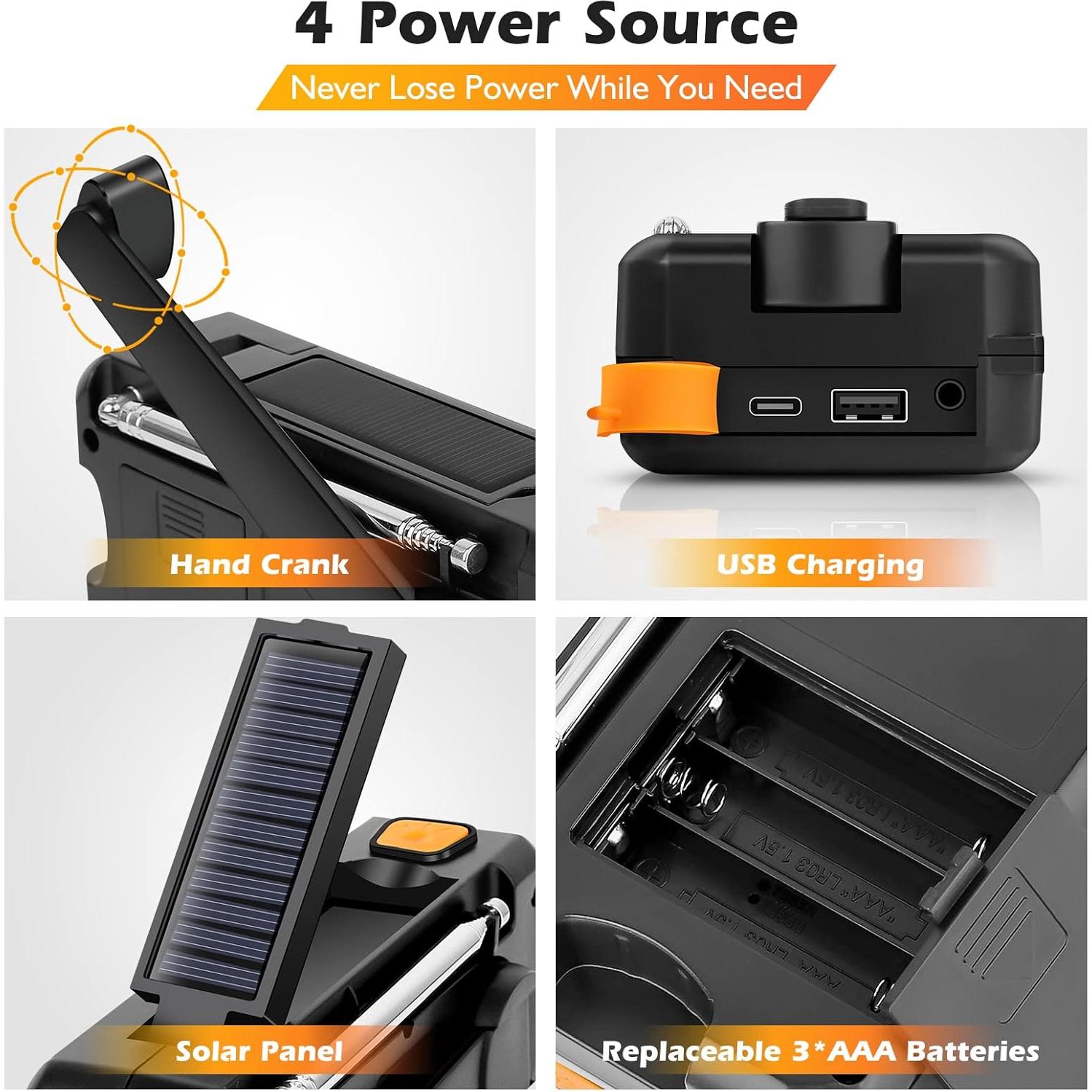 Radio Solar de Emergencia Missonchoo ER717 5000mAh con Linterna