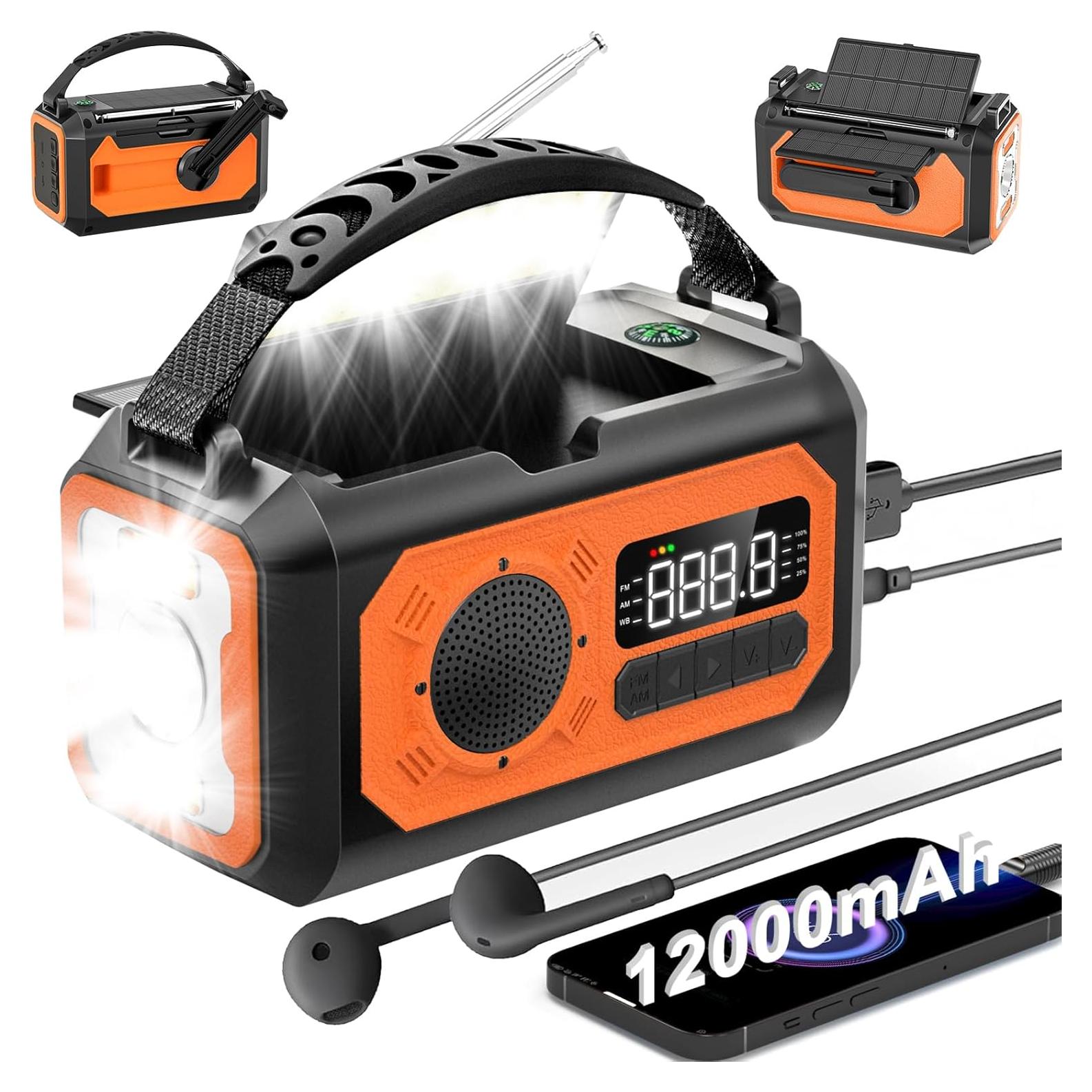 Radio de Emergencia 12000mAh Irjeen con Linterna y Alarma SOS