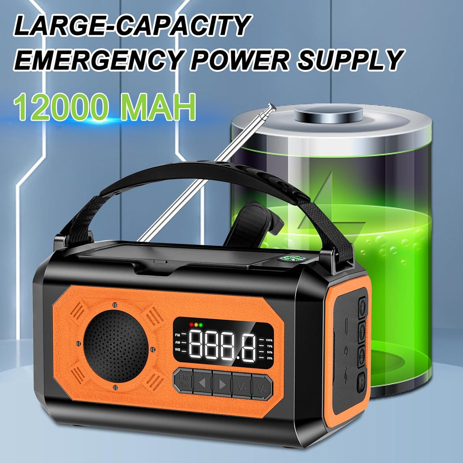 Radio de Emergencia 12000mAh Irjeen con Linterna y Alarma SOS